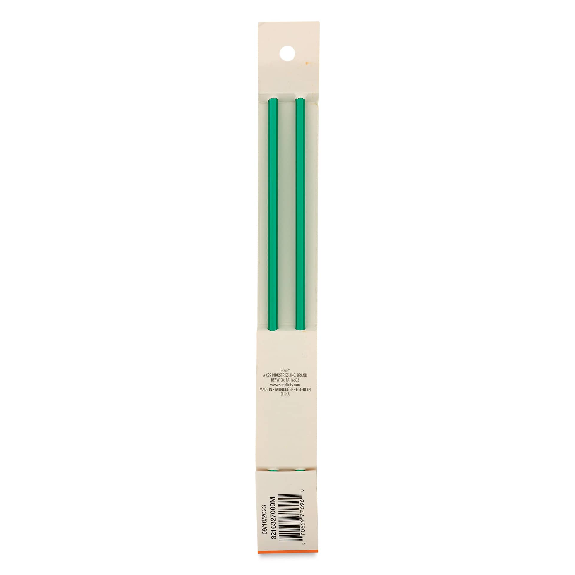 Boye Aluminum Knitting Needles - US 9, 10" - back of packaging