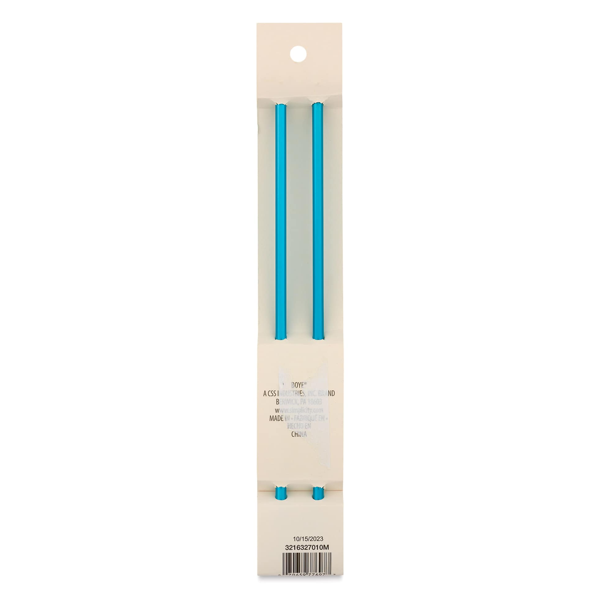 Boye Aluminum Knitting Needles - US 10, 10" - back of packaging