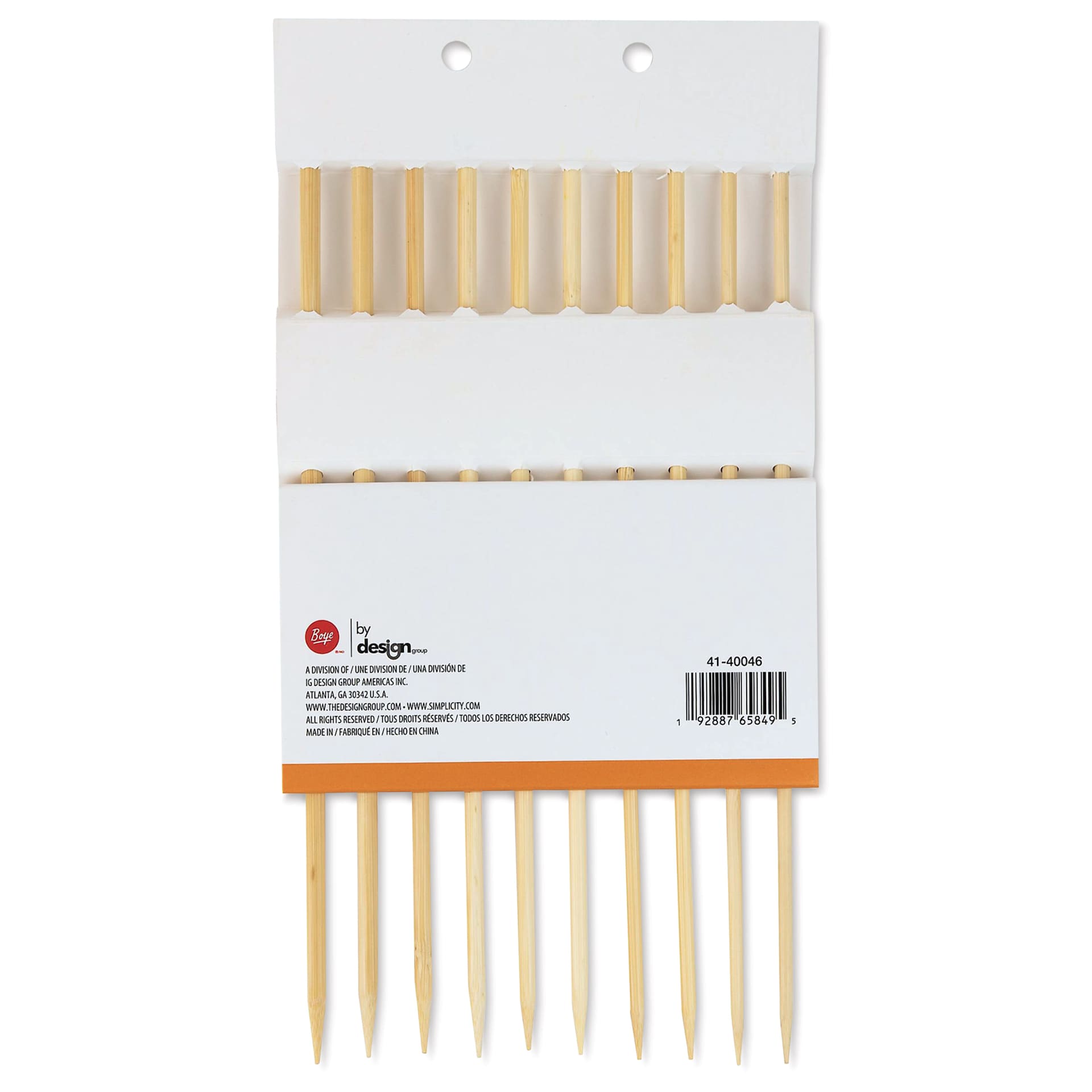 Boye Bamboo Knitting Needles - Set of 5, US 6 - 10, 10" - back of packaging