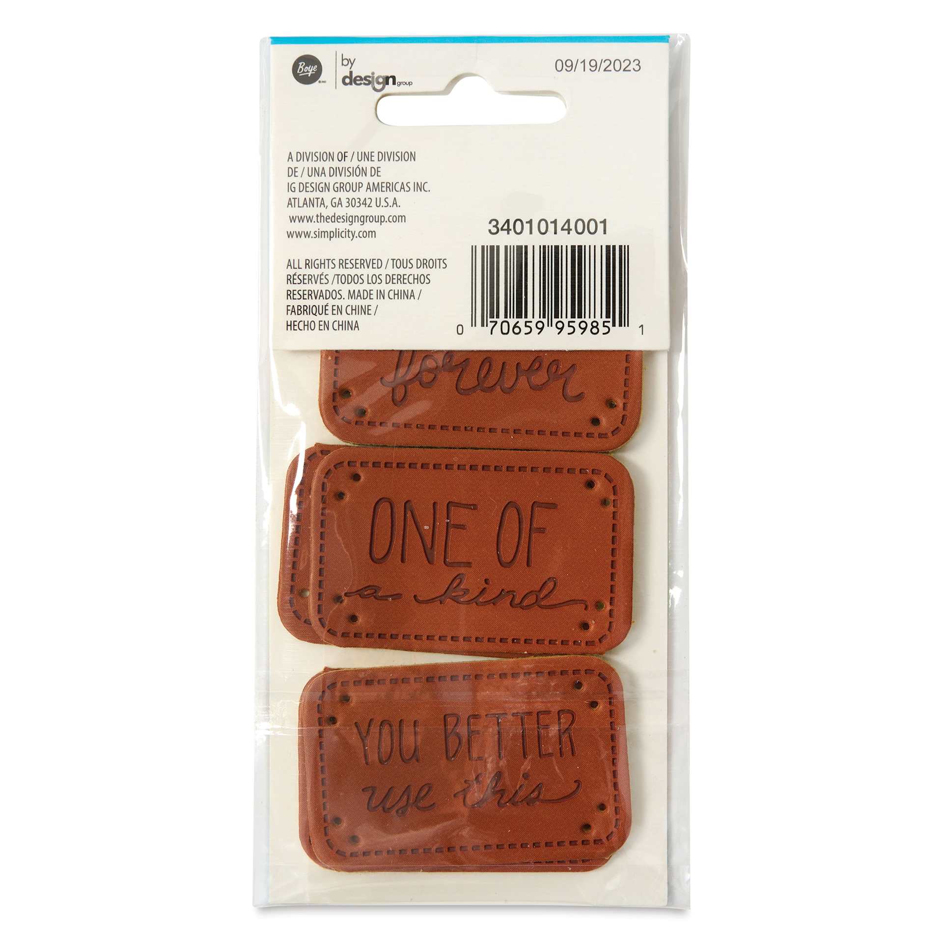 Boye Project Labels - Sarcasm, Pkg of 6 - back of packaging