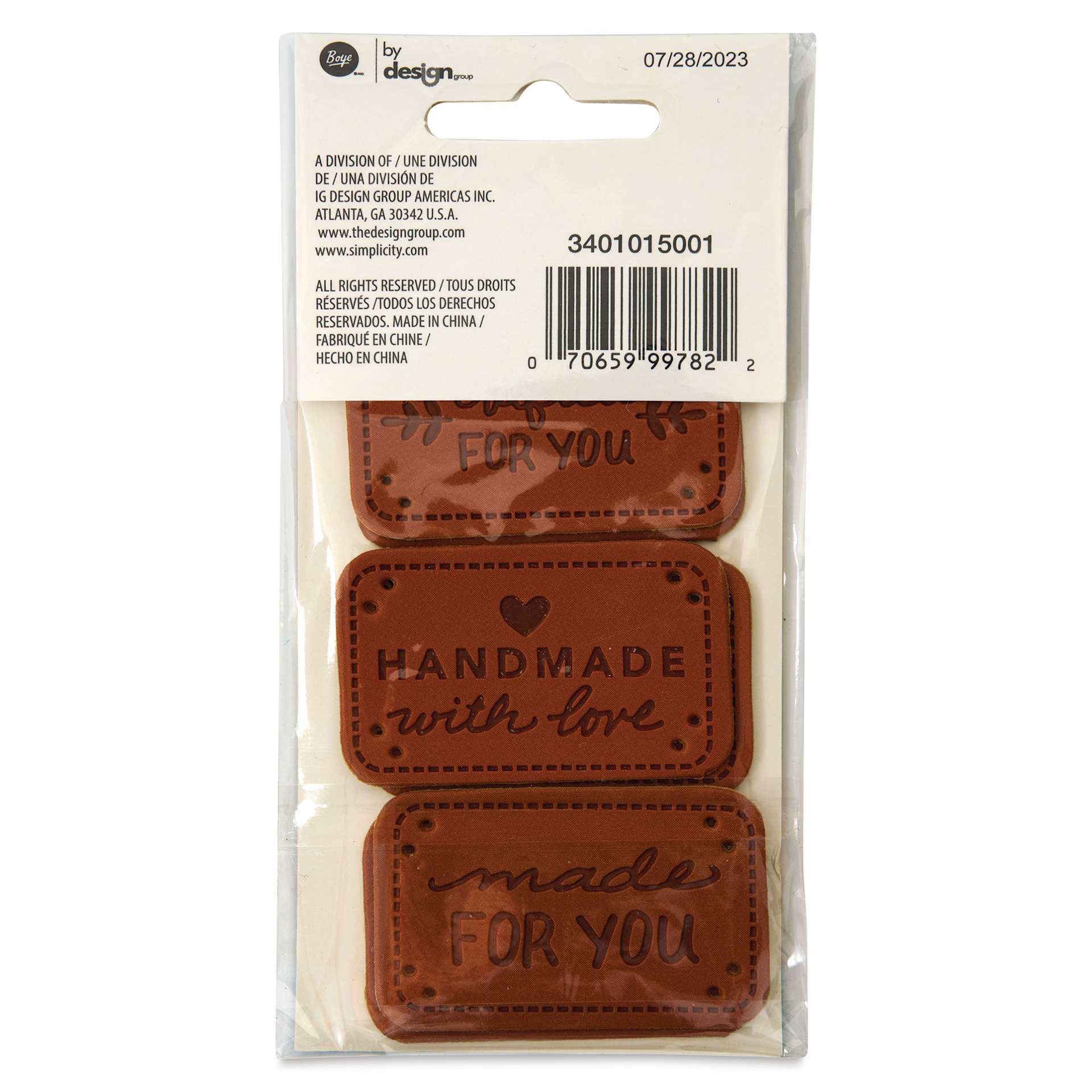 Boye Project Labels - Love, Pkg of 6 - back of packaging