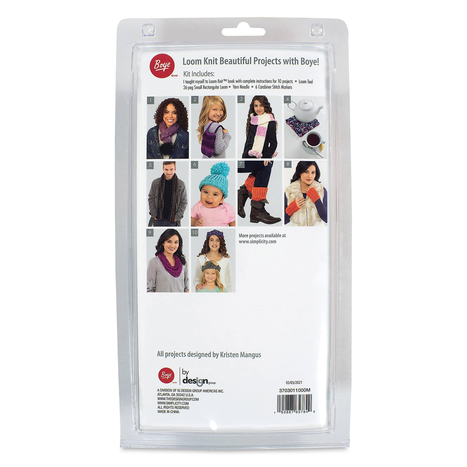 Boye I Taught Myself to Loom Knit Kit - Set of 10 - back of packaging