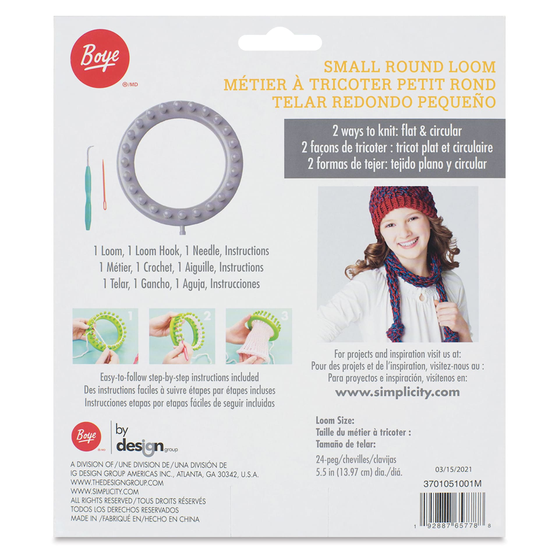 Boye Looms - Round, Small - back of packaging