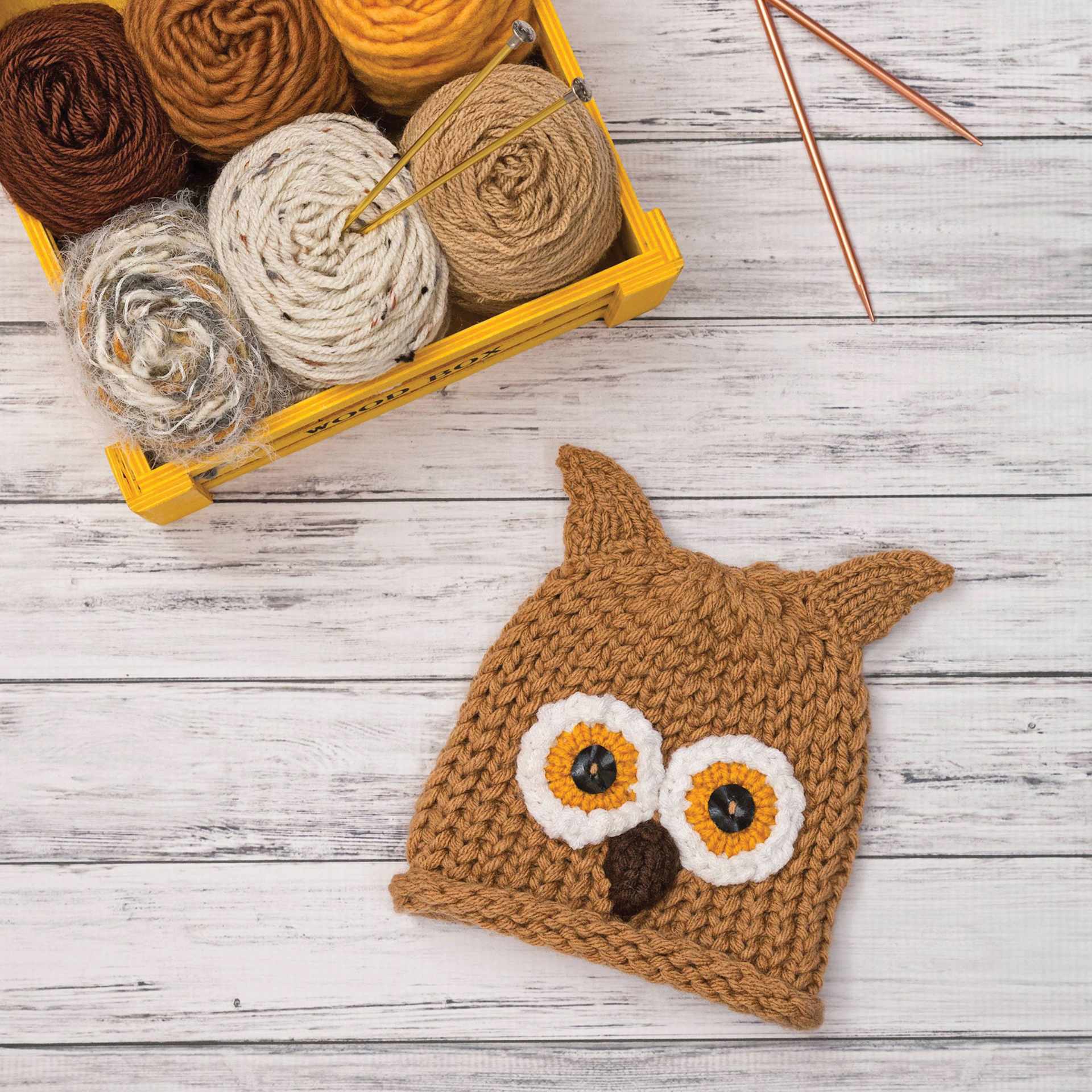 Boye Looms - finished owl beanie example (yarn not included)