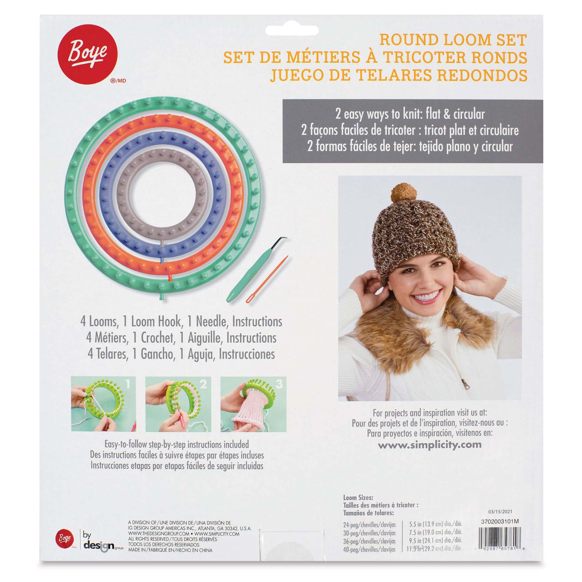 Boye Looms - Round, Set of 4 - back of packaging