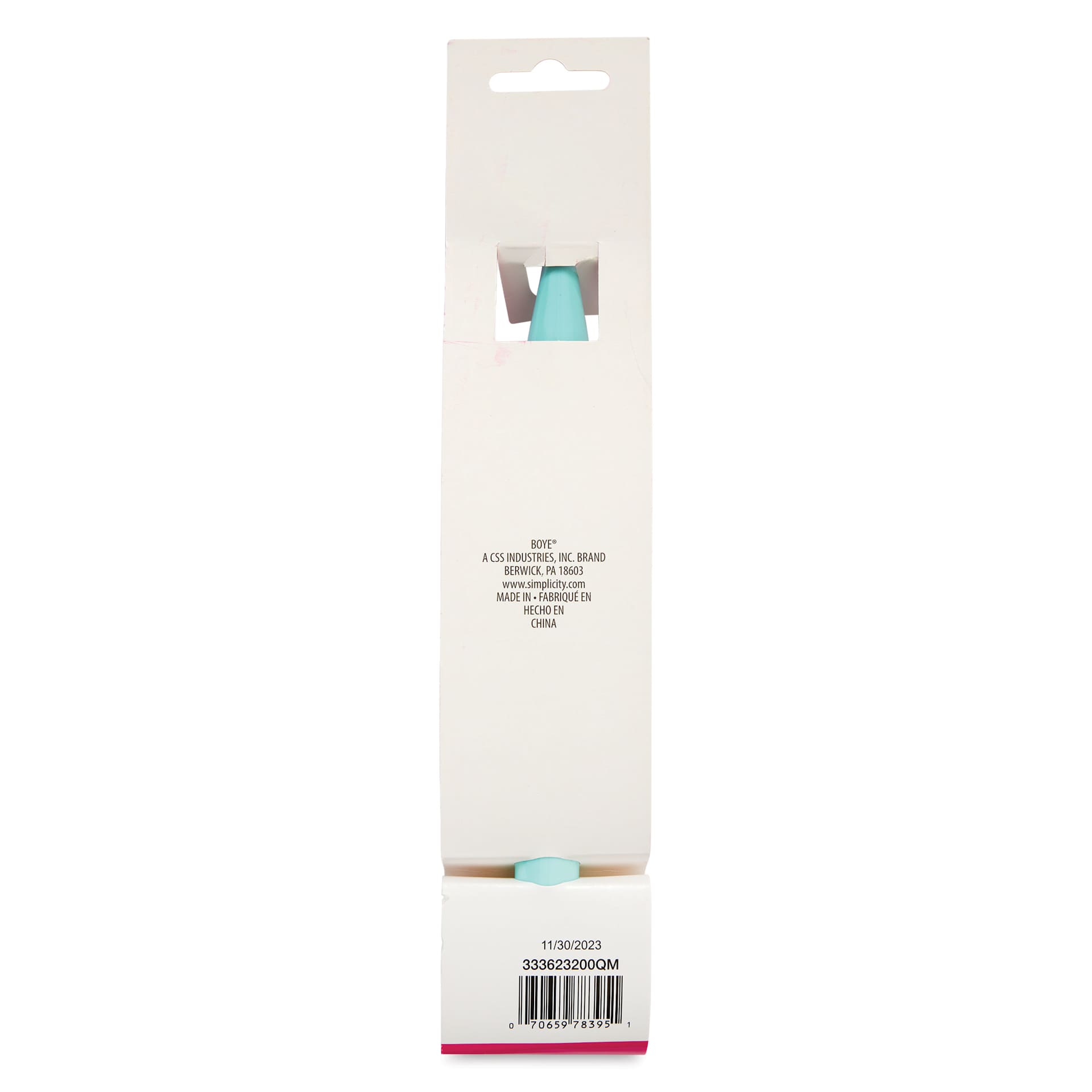 Boye Plastic Crochet Hook - Jumbo US Q - back of packaging