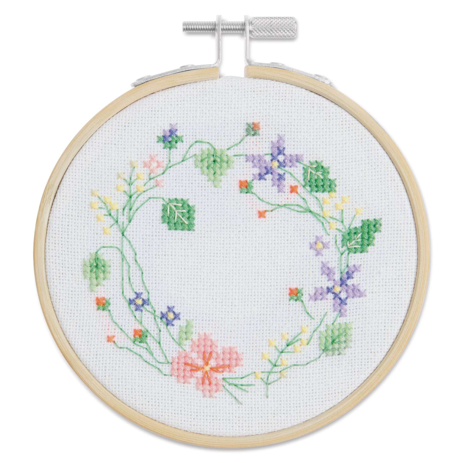 Rico Design Counted Cross Stitch Kit - Flower Wreath, 10 cm
