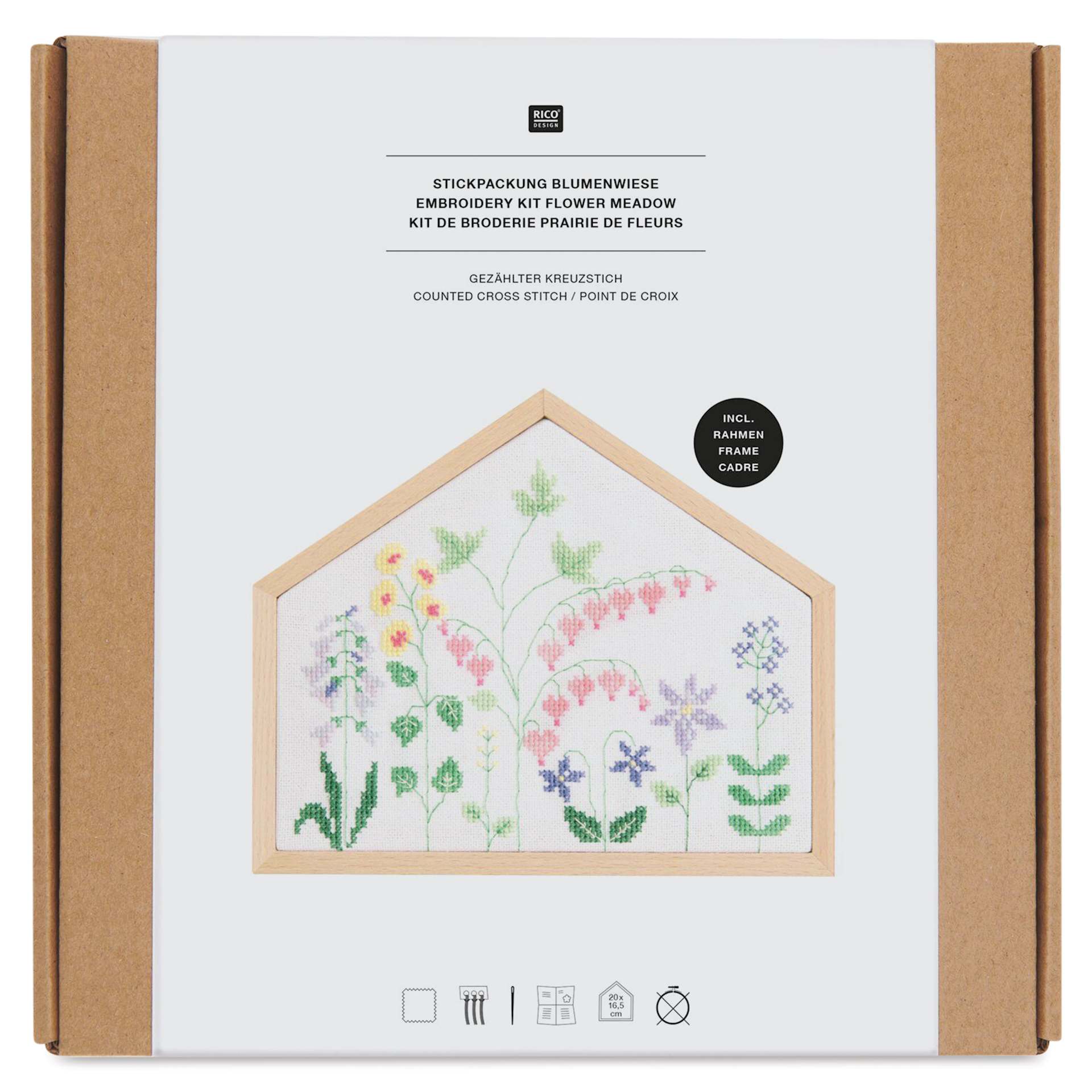 Rico Design Counted Cross Stitch House Kit - Flower Meadow House front of packaging
