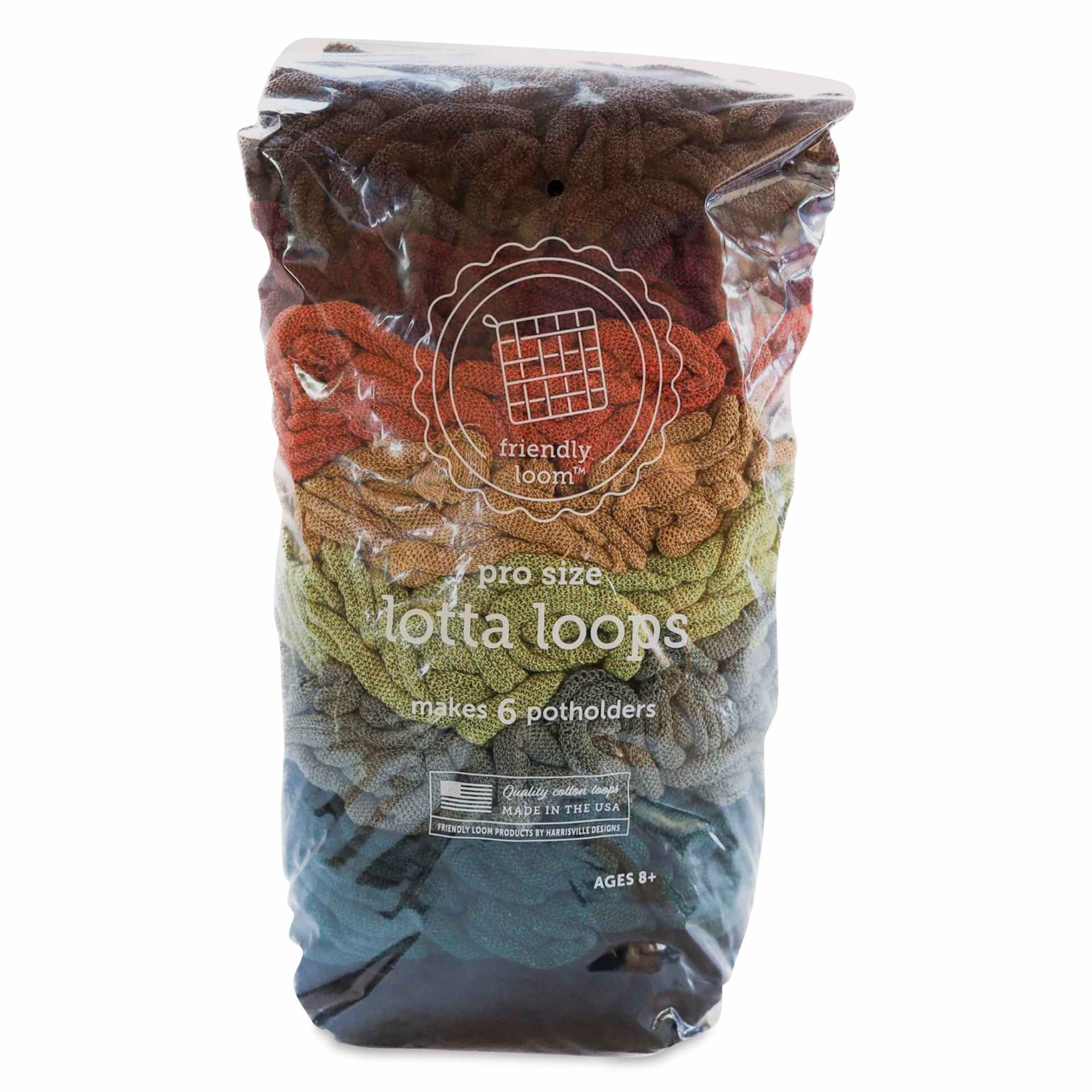 Friendly Loom Pro Size Cotton Loops - Earth Tones, Lotta Loops