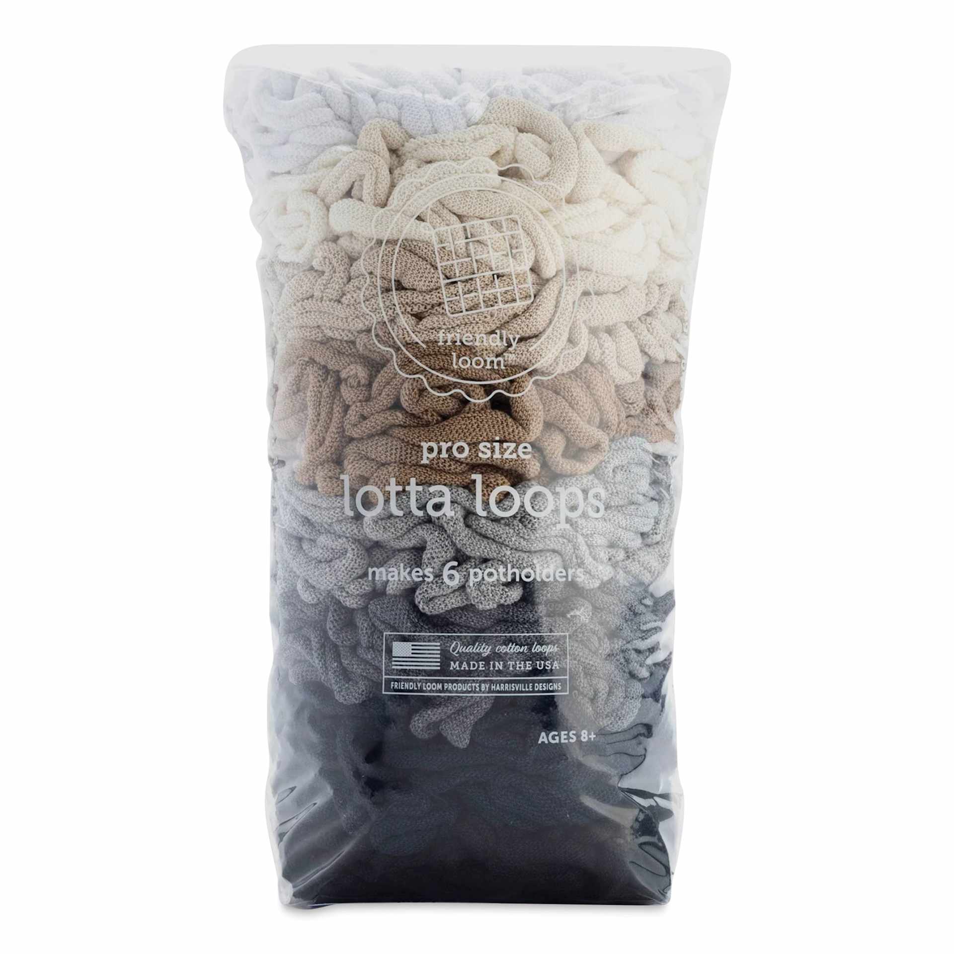 Friendly Loom Pro Size Cotton Loops - Neutrals, Lotta Loops