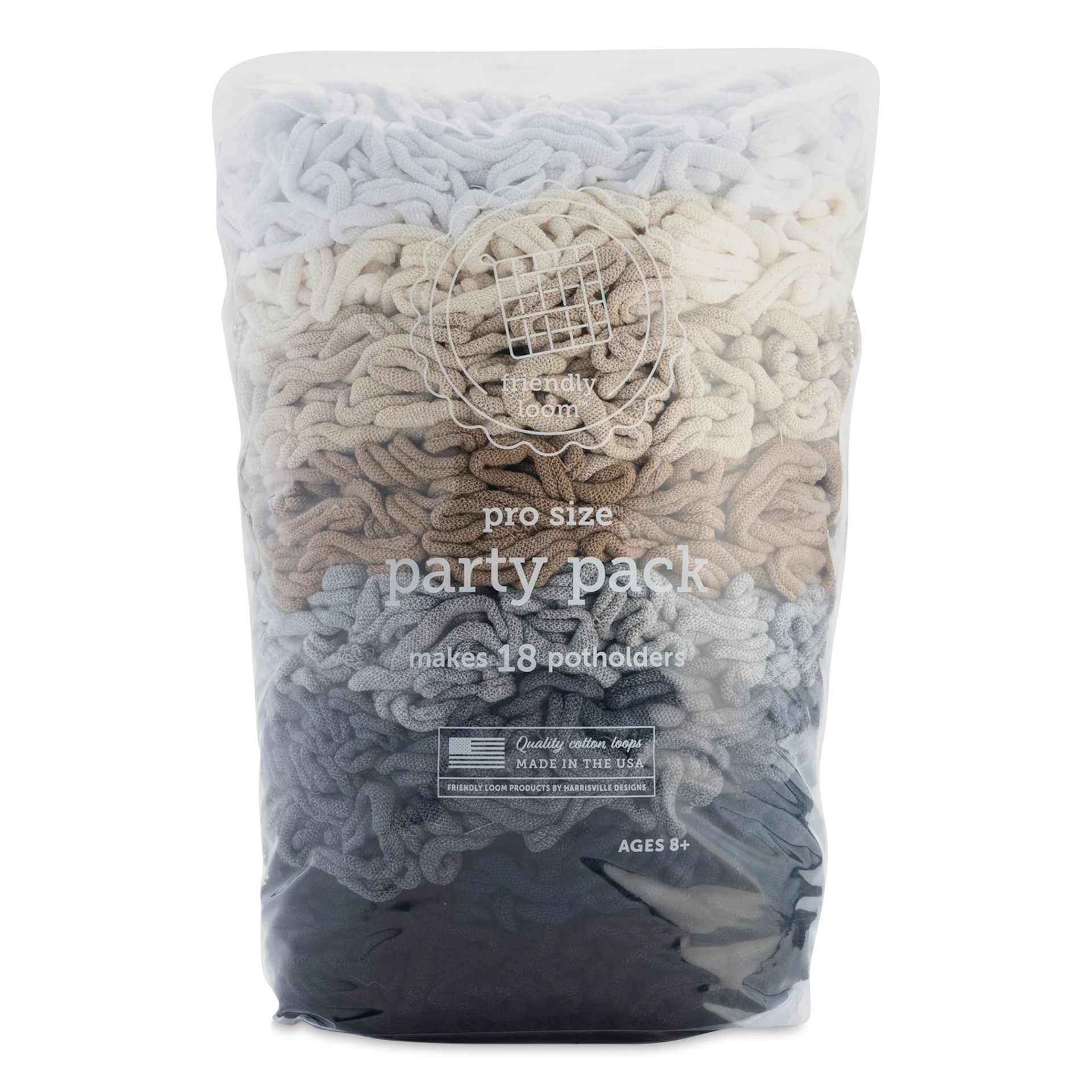 Friendly Loom Pro Size Cotton Loops - Neutrals, Party Pack