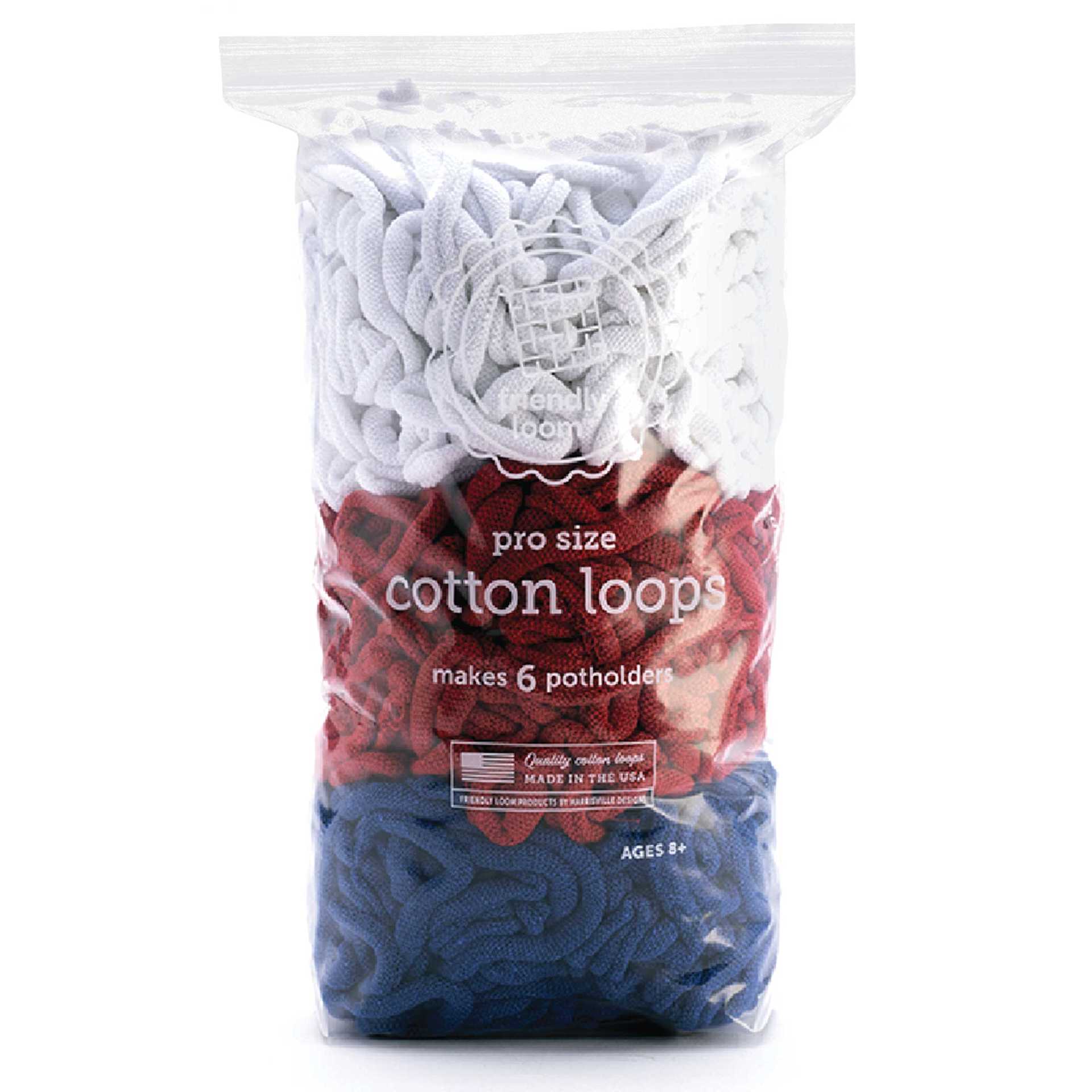 Friendly Loom Pro Size Cotton Loops - 4th of July, Lotta Loops