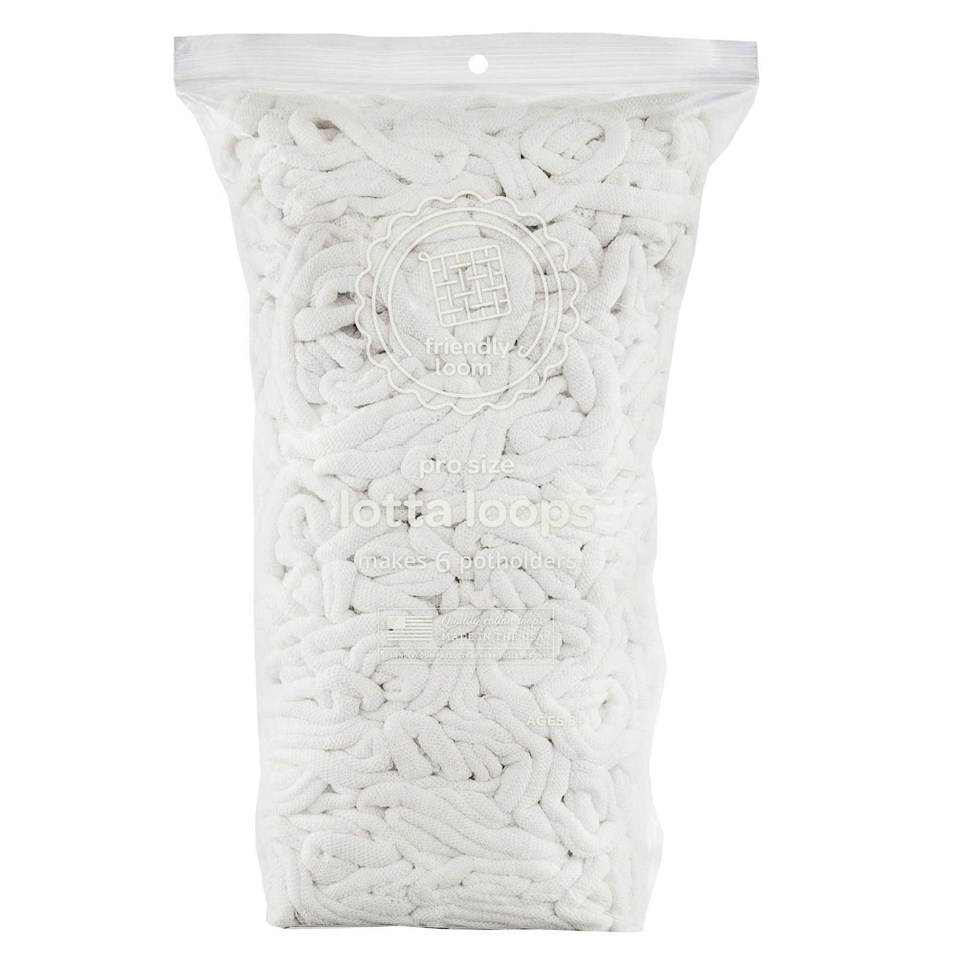 Friendly Loom Pro Size Cotton Loops - White, Lotta Loops