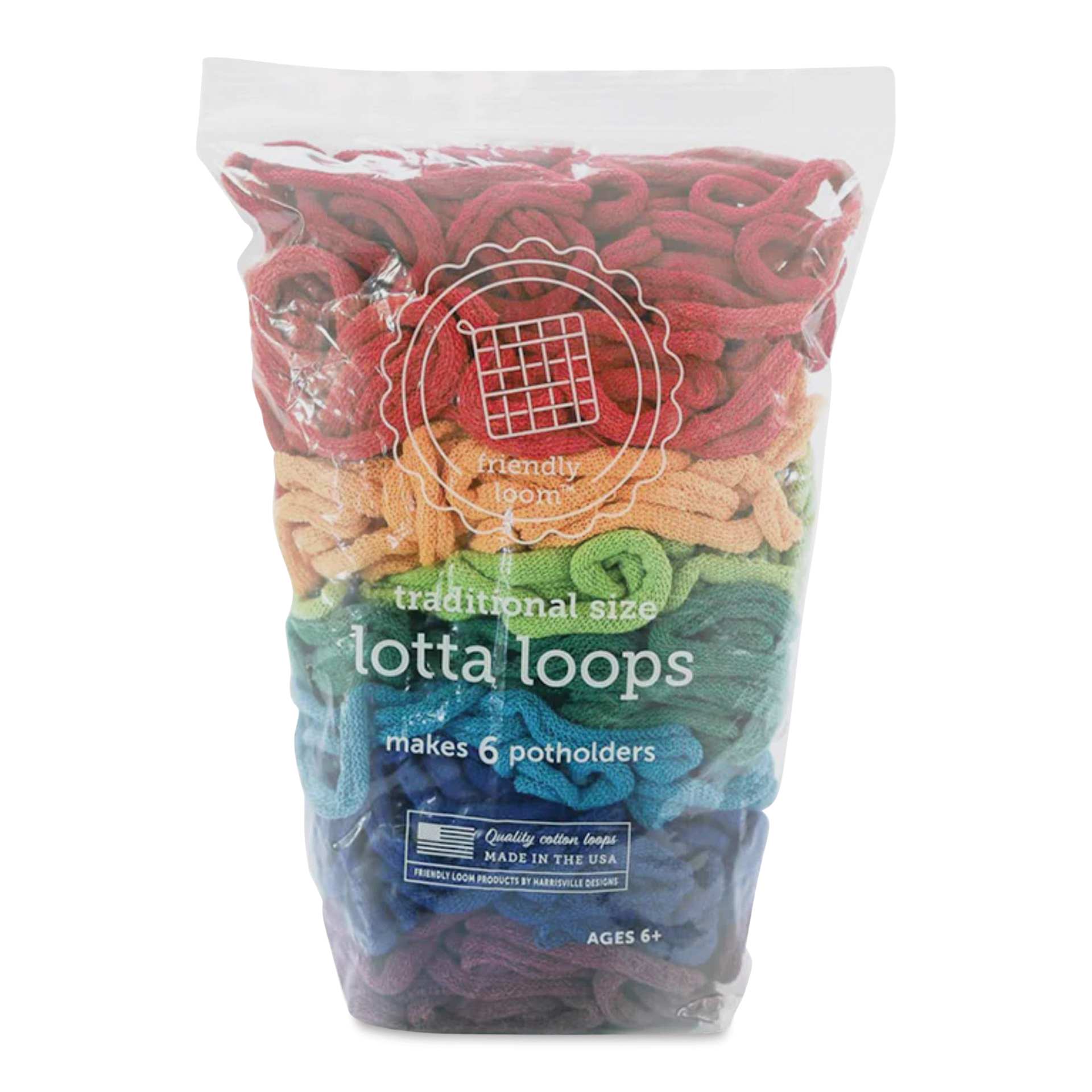 Friendly Loom Traditional Size Cotton Loops - Rainbow, Lotta Loops