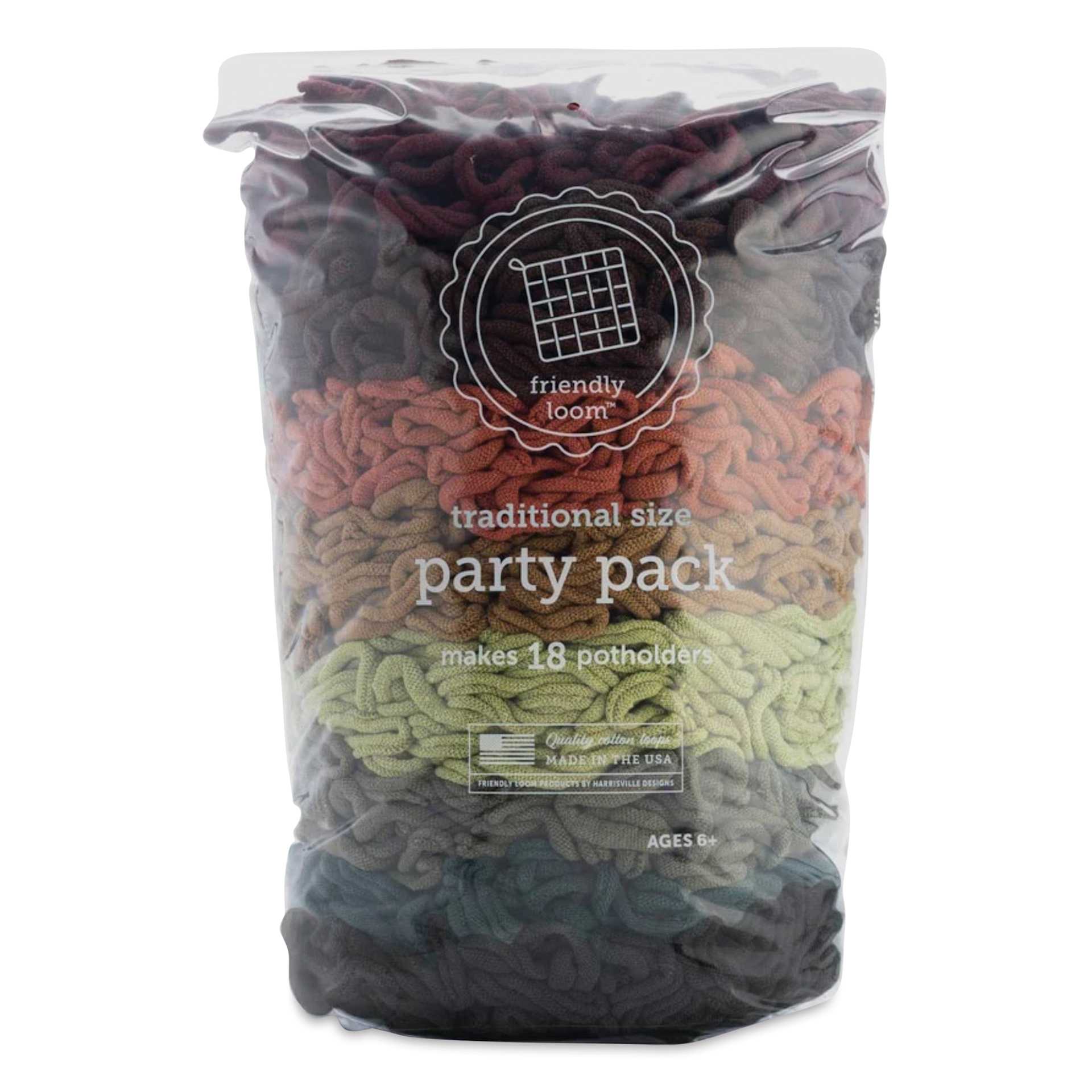 Friendly Loom Traditional Size Cotton Loops - Earth Tones, Party Pack