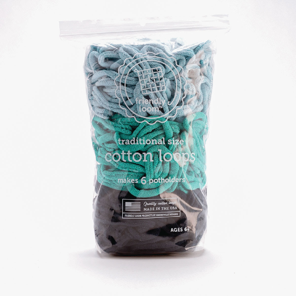 Friendly Loom Traditional Size Cotton Loops - Atlantic, Lotta Loops