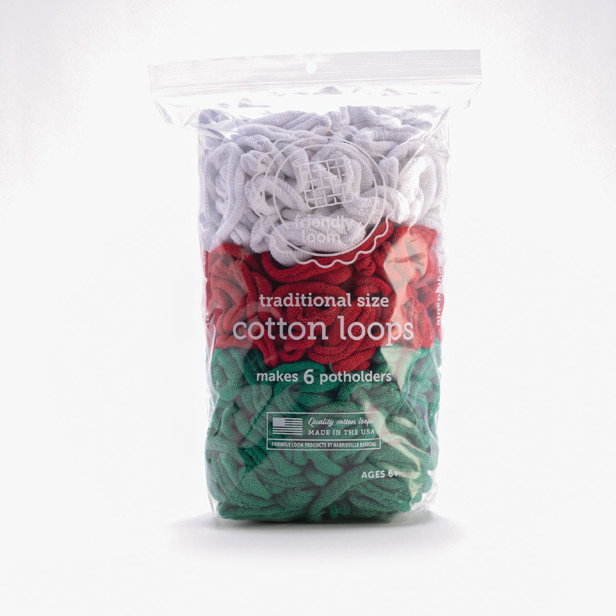 Friendly Loom Traditional Size Cotton Loops - Bright Holiday, Lotta Loops