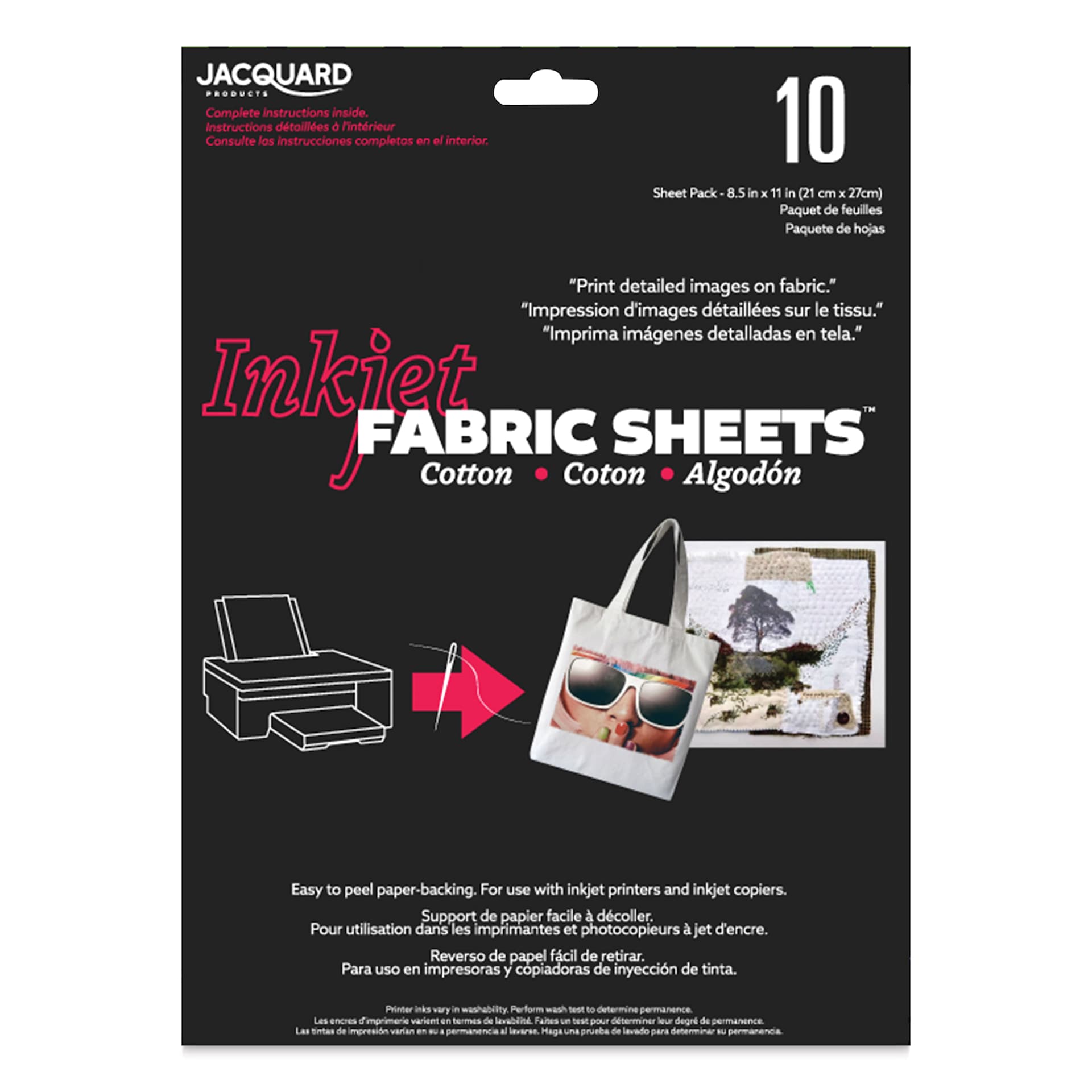 Jacquard Inkjet Fabric - 8-1/2" x 11", Cotton, Pkg of 10 front of packaging