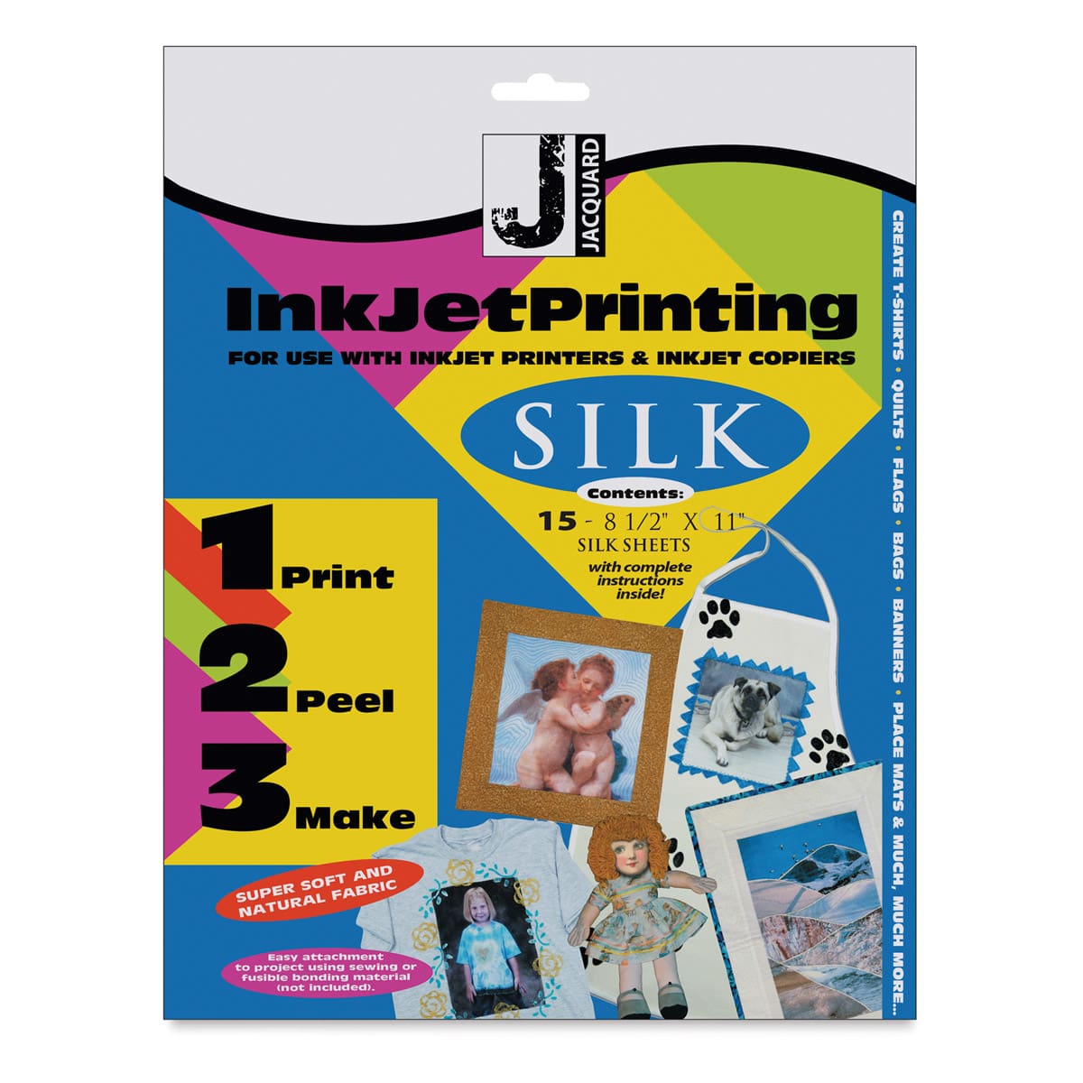 Jacquard Silk Inkjet Fabric - Front of package of 15 sheets