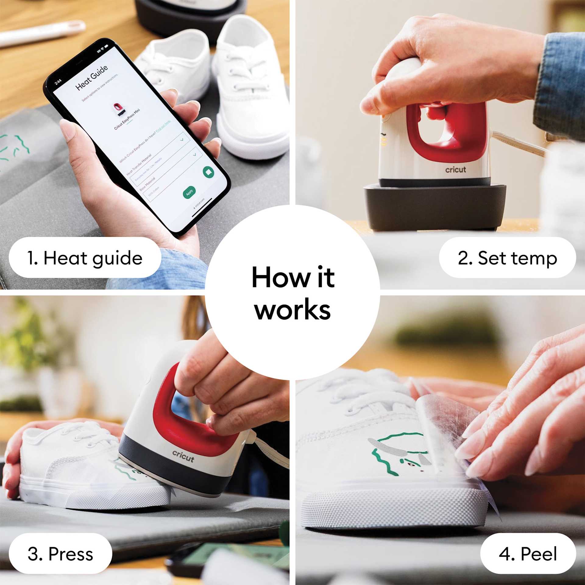 Cricut EasyPress Mini - Raspberry - usage steps