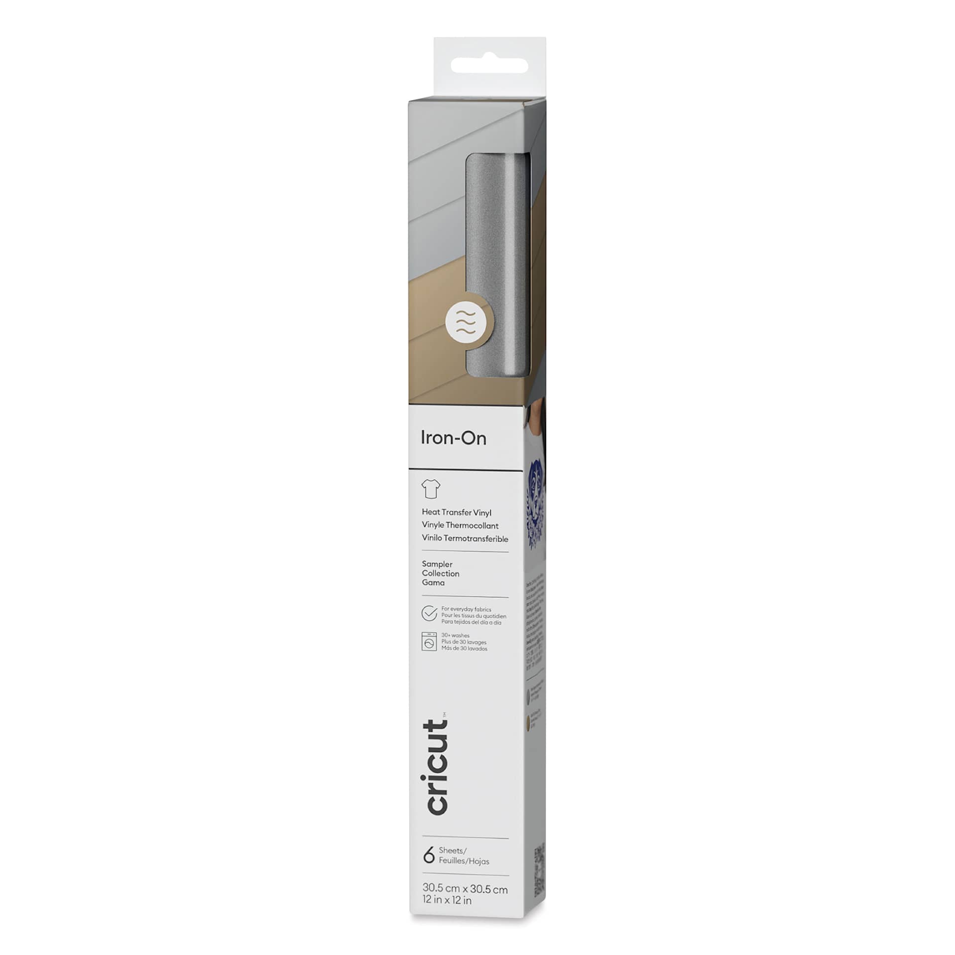Cricut Everyday Iron-On Vinyl - Metallic Sampler, 6 Sheets front of packaging