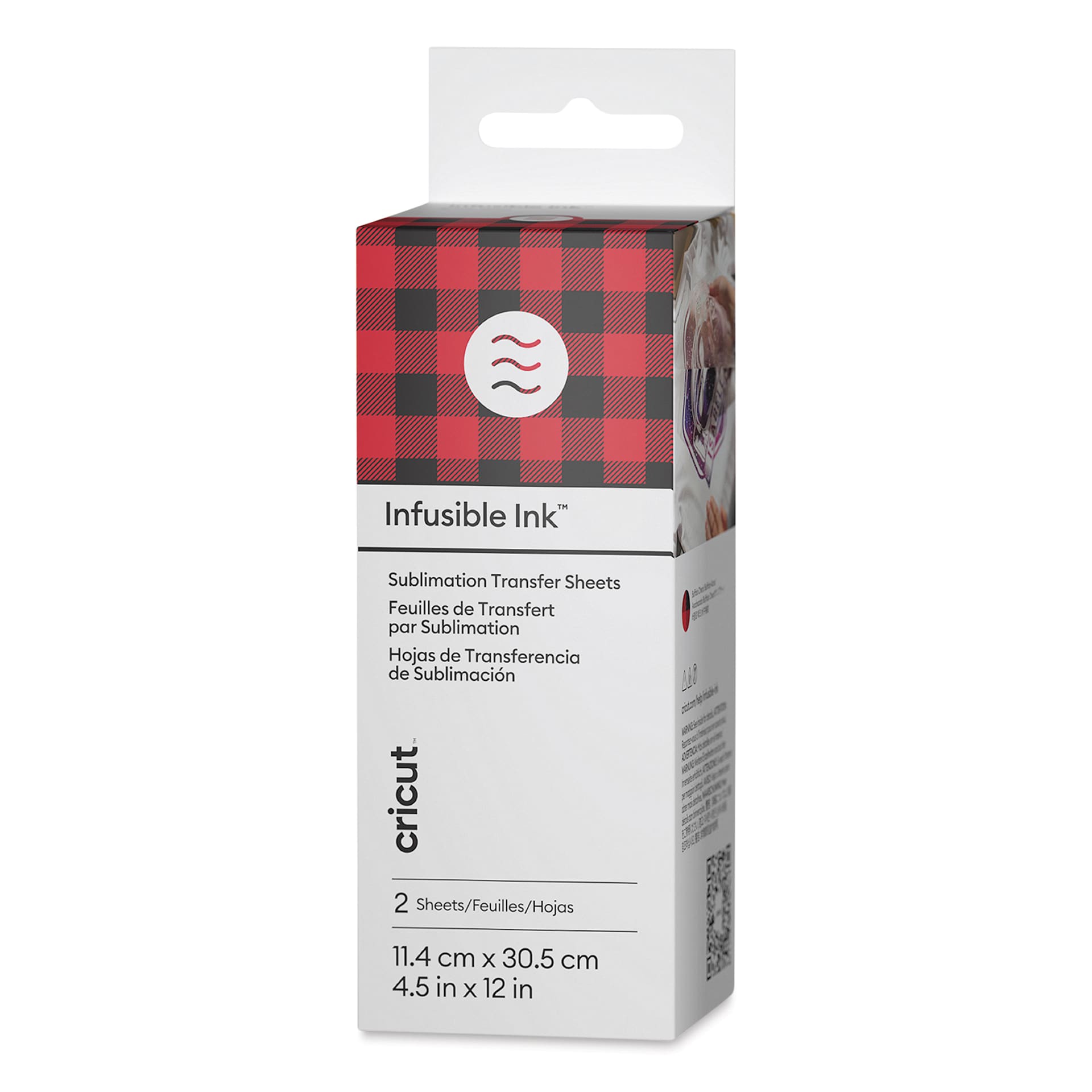 Cricut Infusible Ink Patterned Transfer Sheets - Buffalo Check, 4-1/2" x 12", 2 Sheets front of packaging