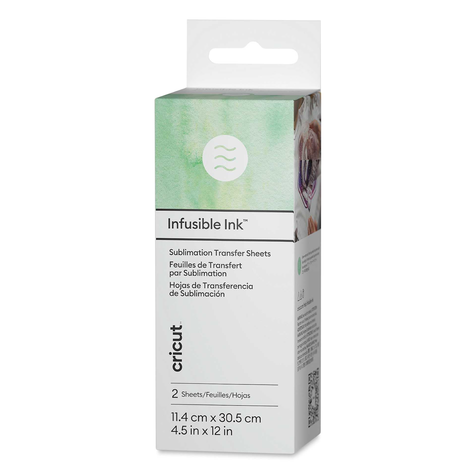 Cricut Infusible Ink Patterned Transfer Sheets - Green Watercolor, 4-1/2" x 12", 2 Sheets packaging