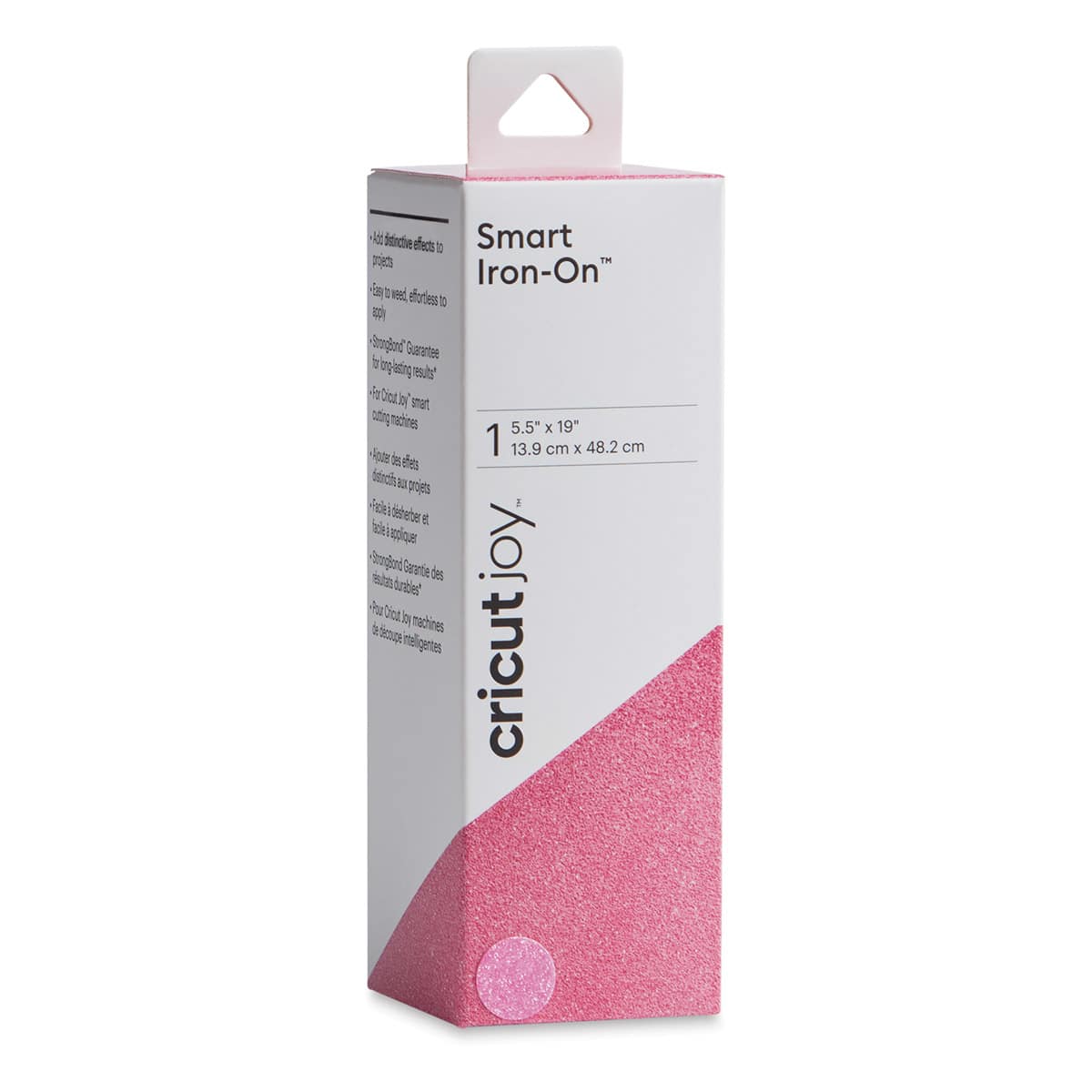 Cricut Joy Smart Iron-On - Glitter Fluorescent Pink, 5-1/2" x 19", Roll - front of packaging