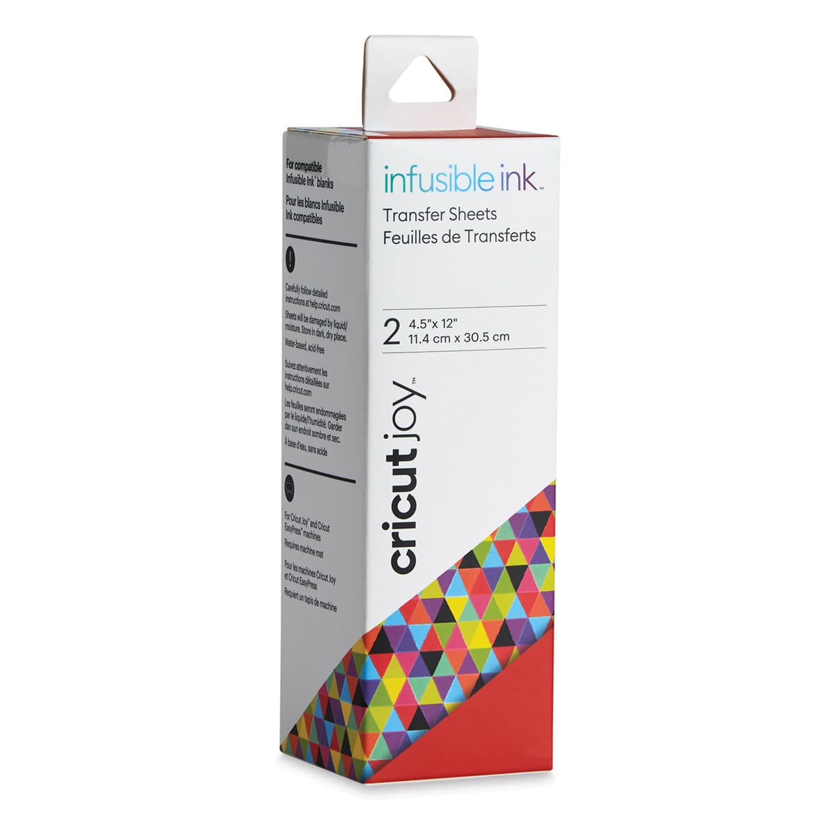 Cricut Joy Infusible Ink Patterned Transfer Sheets - Triangle Brights, 4-1/2" x 12", Package of 2 (In packaging)