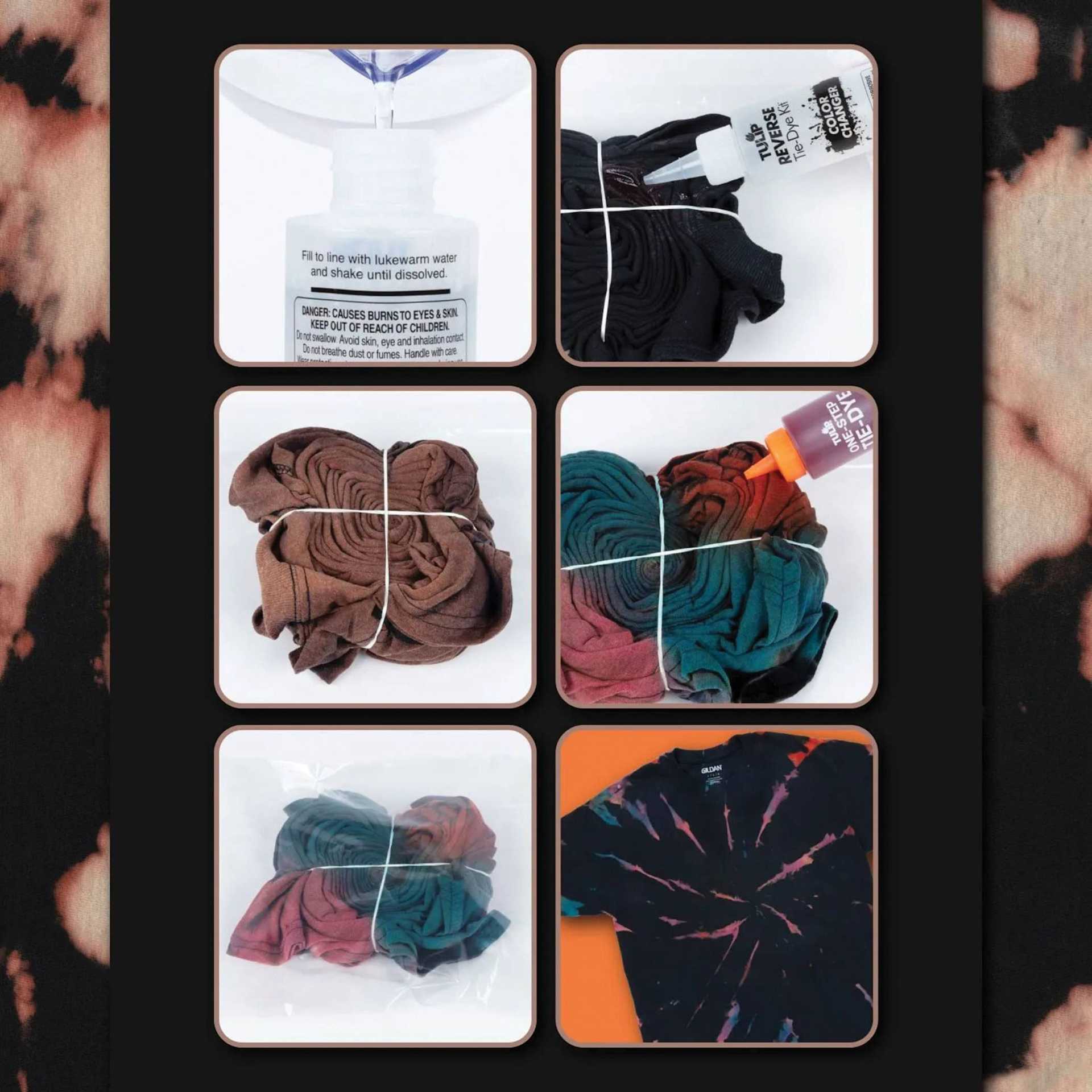 Tulip Reverse Tie-Dye Kit - Set of 4 Colors with Color Changer (all process steps)