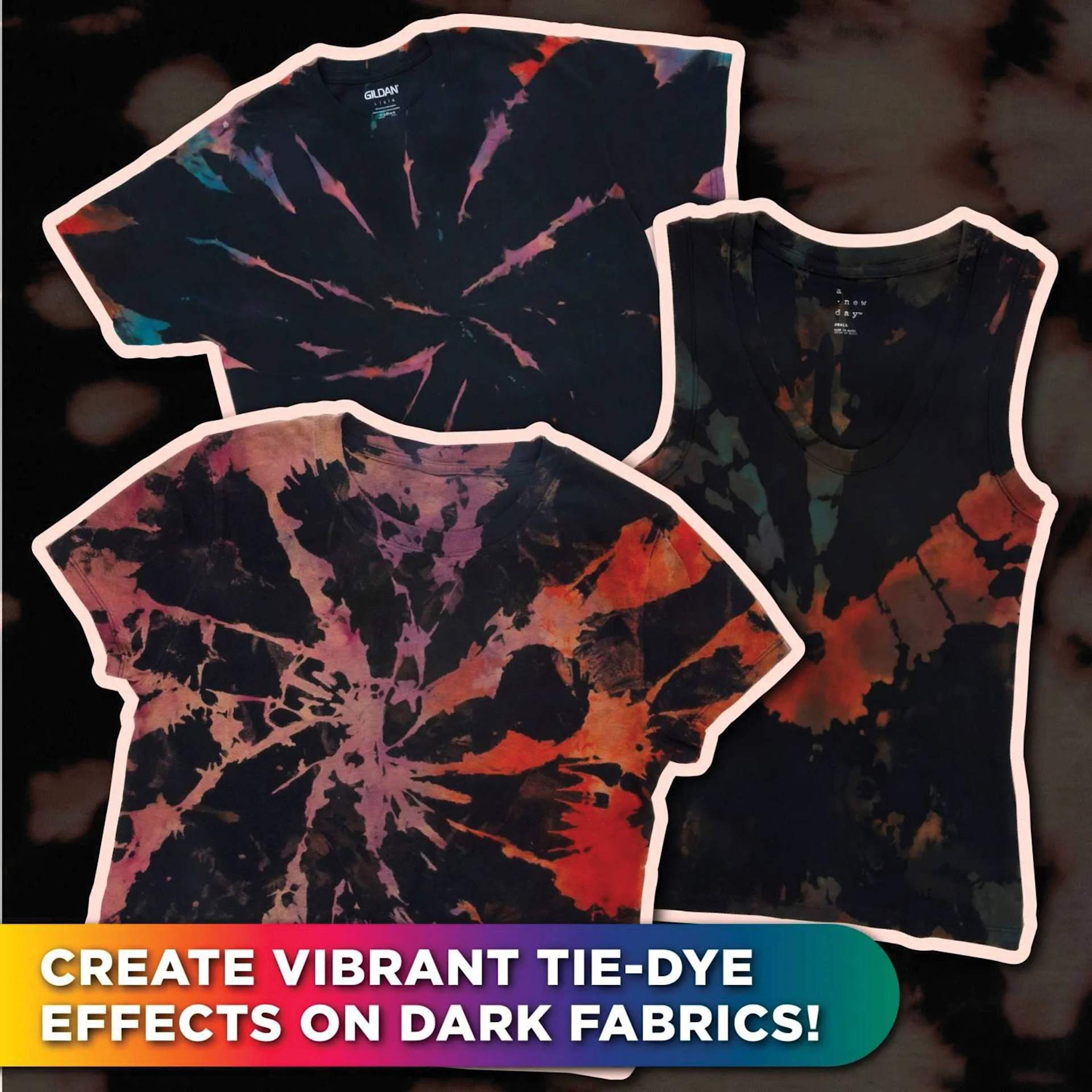 Tulip Reverse Tie-Dye Kit - Set of 4 Colors with Color Changer (finished project examples)