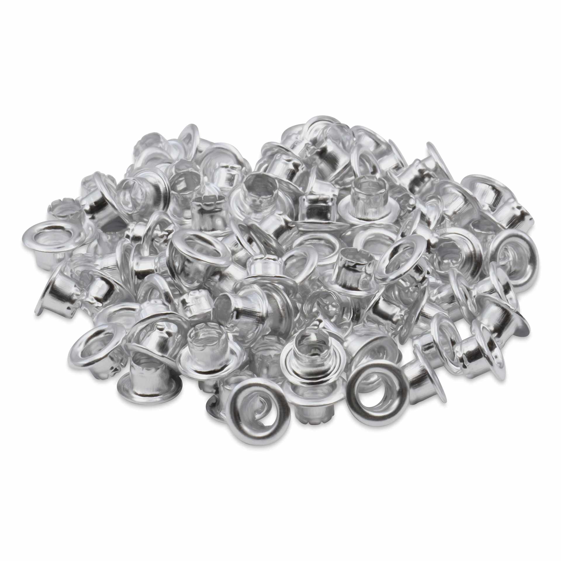 Dritz Eyelets - 100 Small, Nickel eyelets, laid outside of the packaging