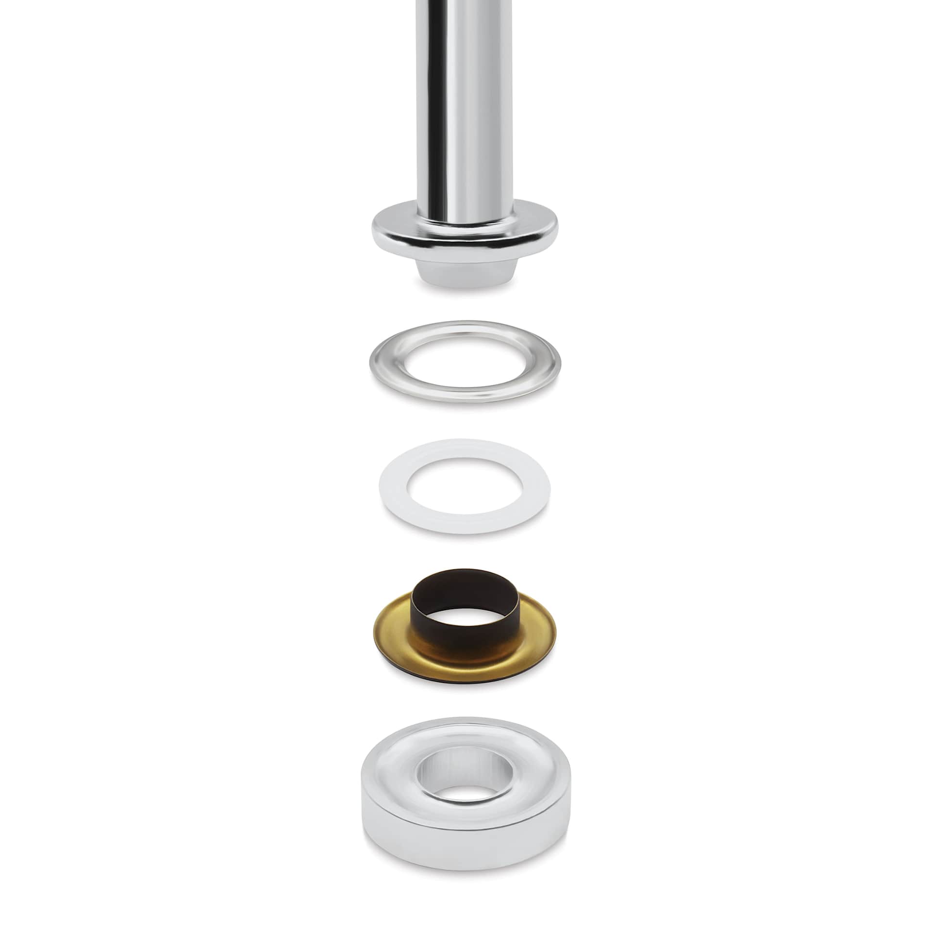 Dritz Fashion Grommet Kit - Demonstration of the setter and anvil with washer, insert and grommet