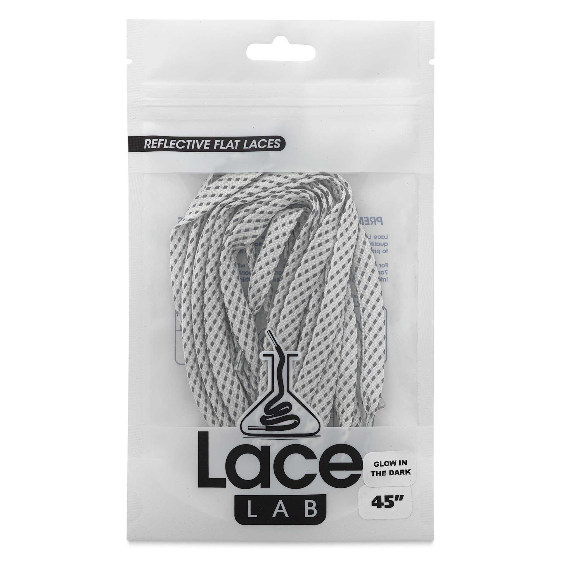 Angelus Lace Lab Flat Colored Shoe Laces - Glow in the Dark, 45" Long - front of packaging