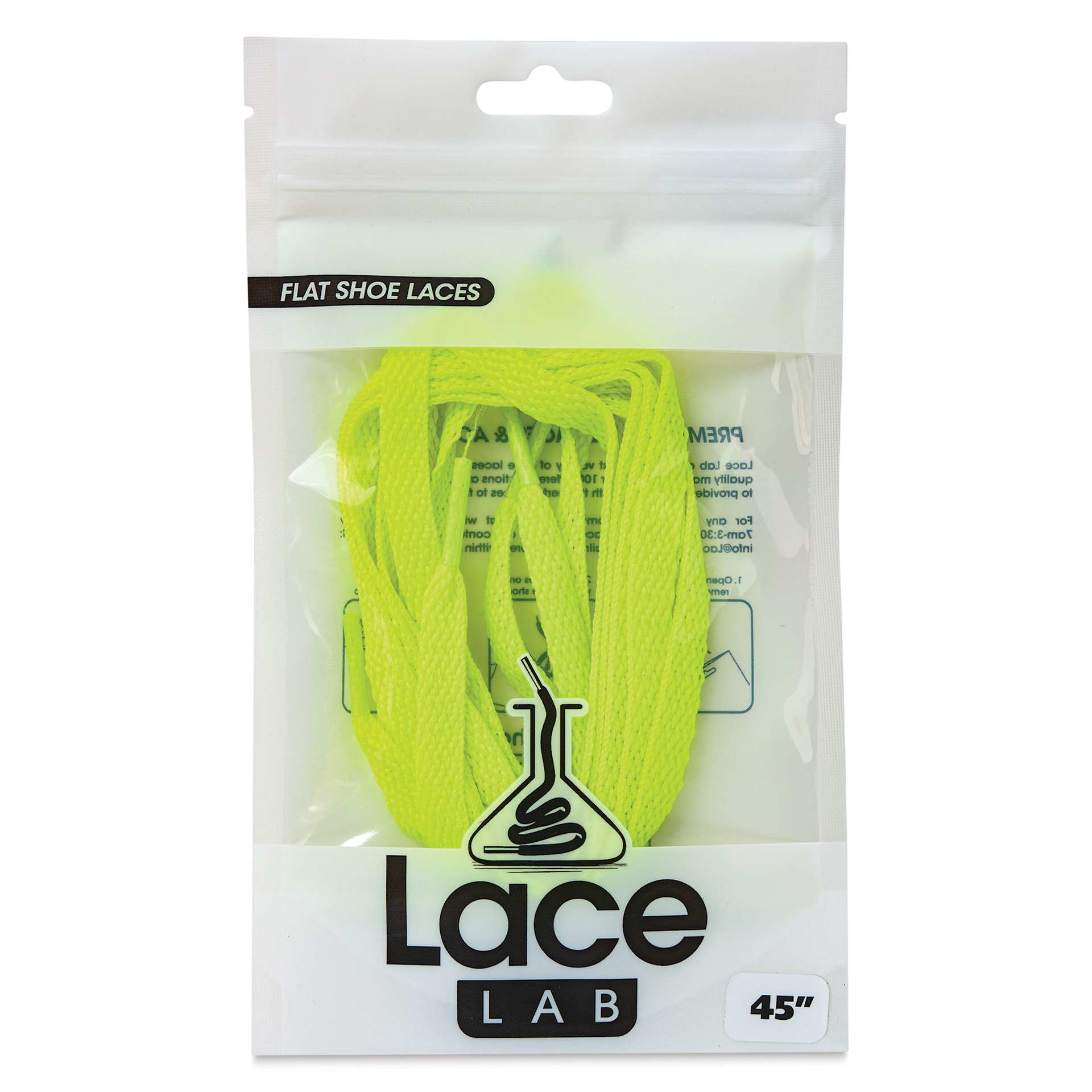 Angelus Lace Lab Flat Colored Shoe Laces - Volt, front of the packaging