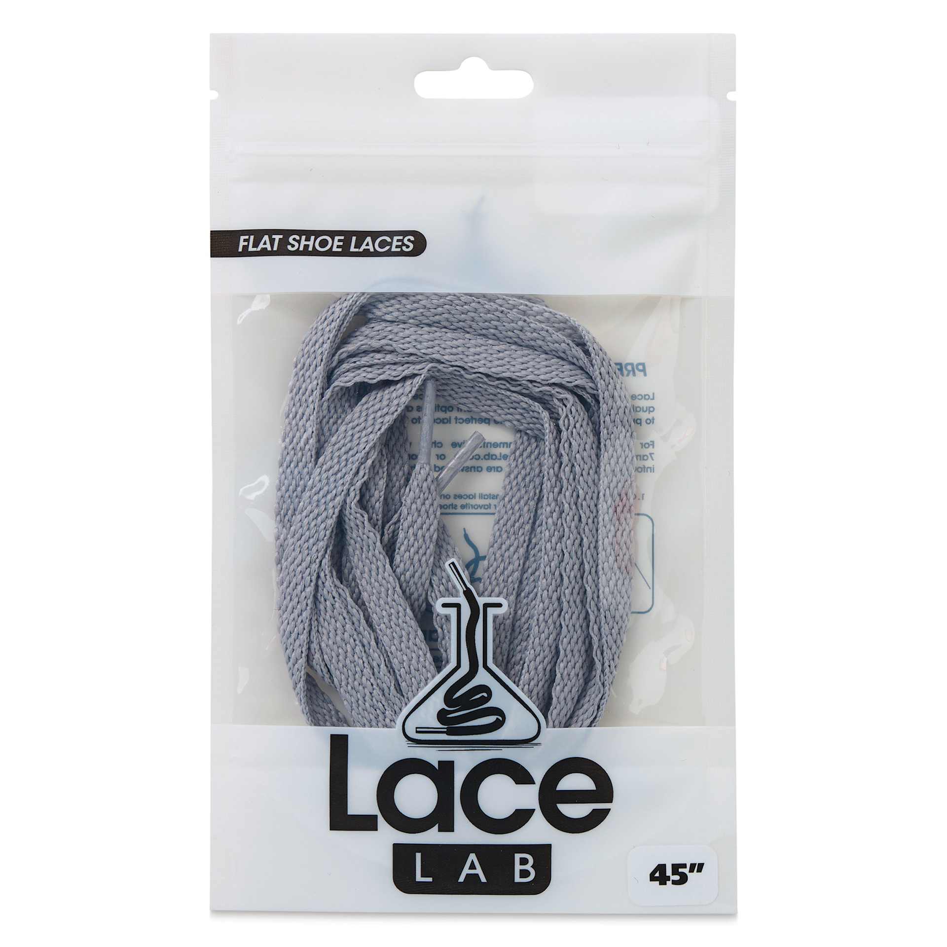 Angelus Lace Lab Flat Colored Shoe Laces - Light Grey, front of the packaging