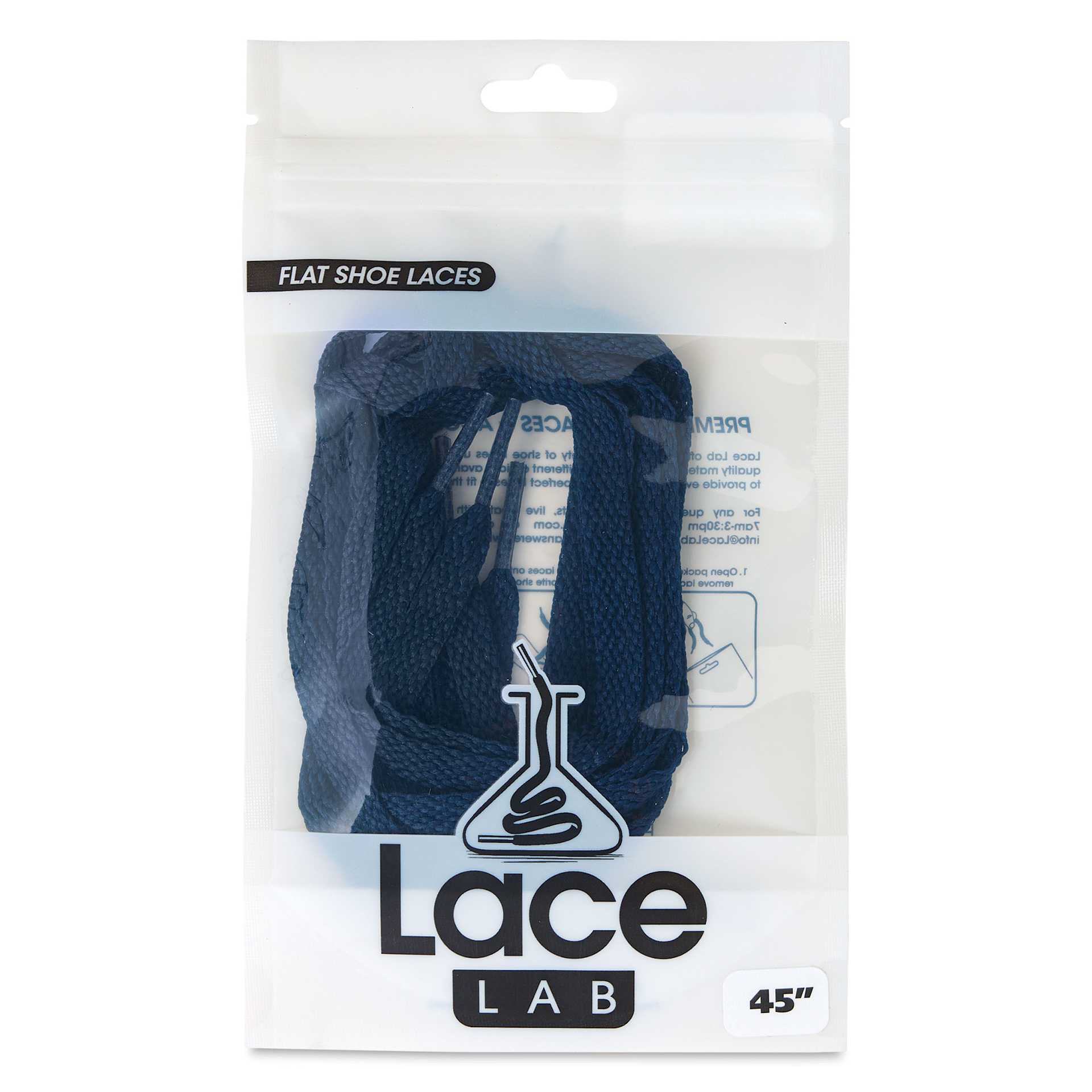 Angelus Lace Lab Flat Colored Shoe Laces - Navy Blue, front of the packaging