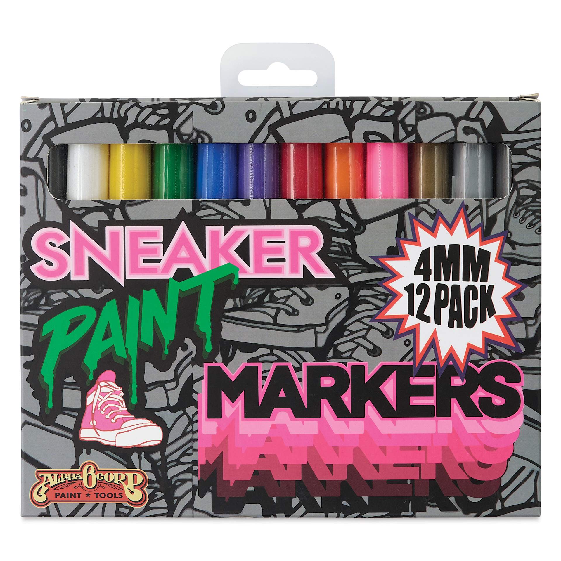 Alpha6 AlphaFlex Textile and Leather Paint Markers - Assorted Colors, 4 mm, Set of 12