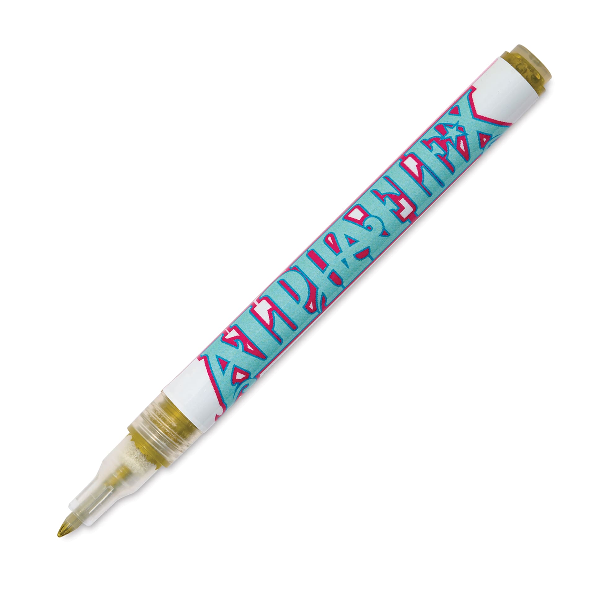 Alpha6 AlphaFlex Textile and Leather Paint Marker - Metallic Gold, 1 mm - w/ cap removed