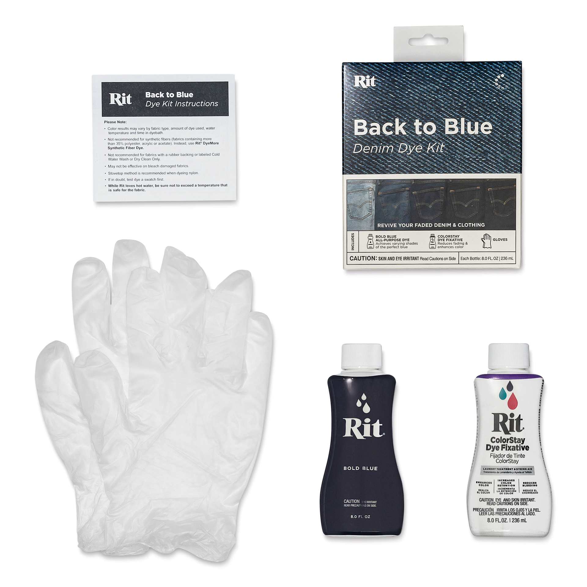 Rit Back to Blue Denim Dye Kit - contents