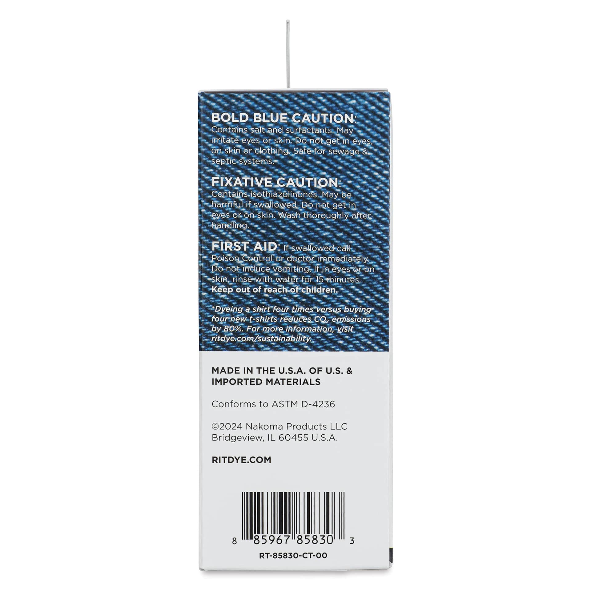 Rit Back to Blue Denim Dye Kit - side two of packaging