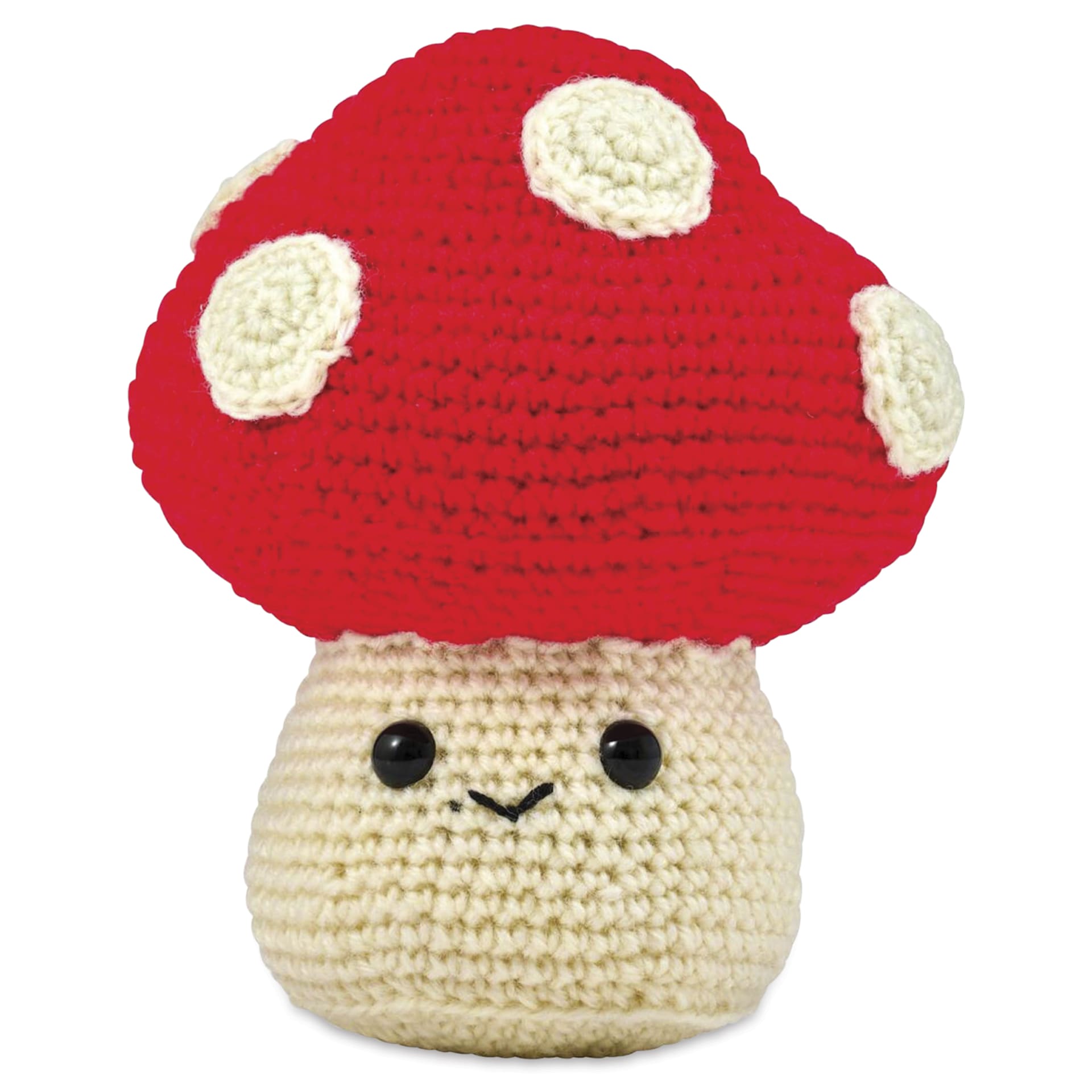 Bucilla Acrylic Yarn Amigurumi Crochet Kit - Junoh the Mushroom, 5.5" x 4" x 4" - finished
