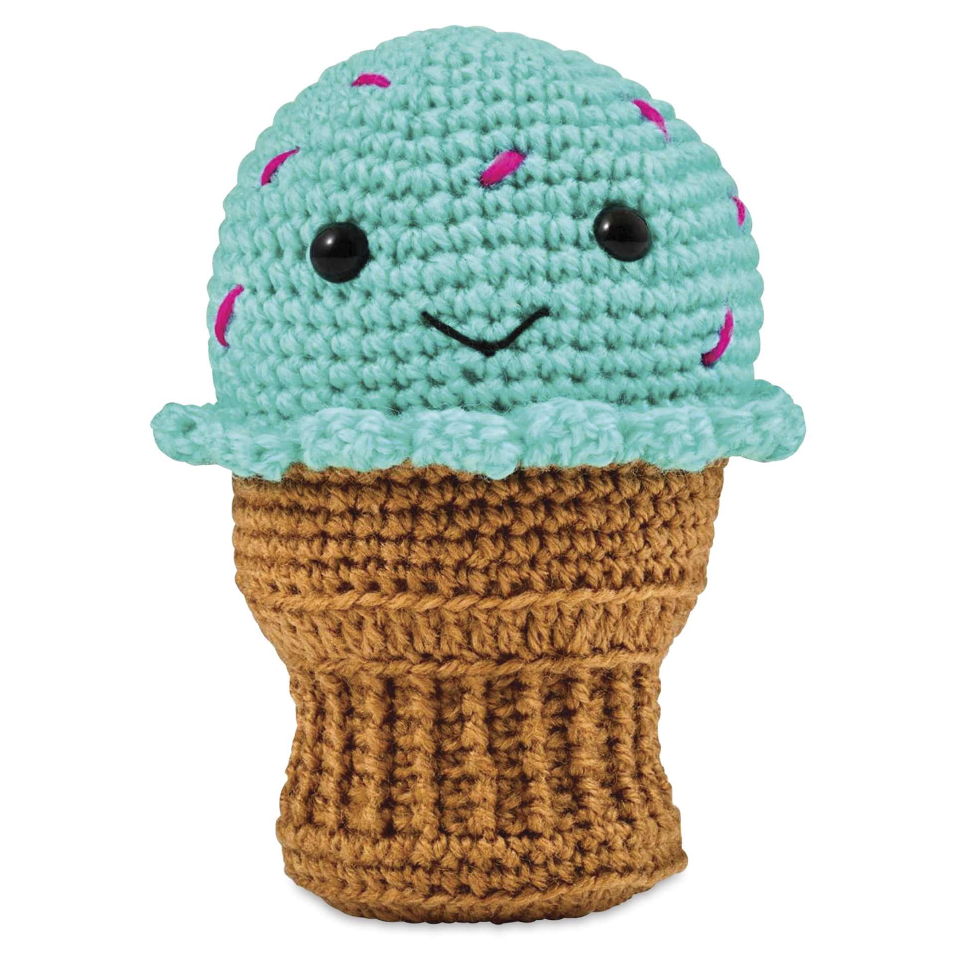 Bucilla Acrylic Yarn Amigurumi Crochet Kit - Ramone the Ice Cream Cone, 3.5" x 5.5" x 3.5" - finished