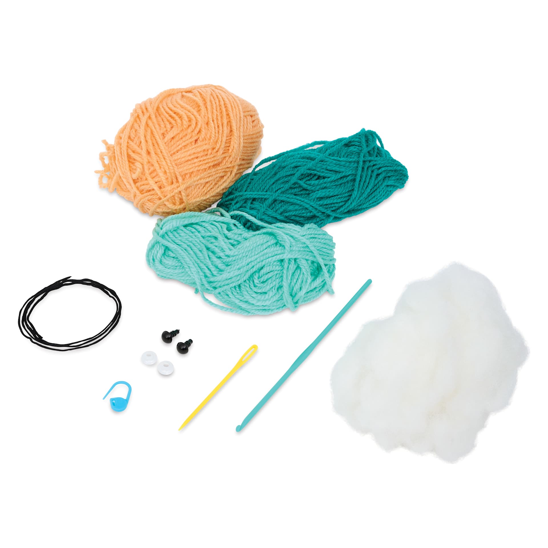 Bucilla Acrylic Yarn Amigurumi Crochet Kit - Tina the Turtle, 6.5" x 2.75" x 7.75" contents