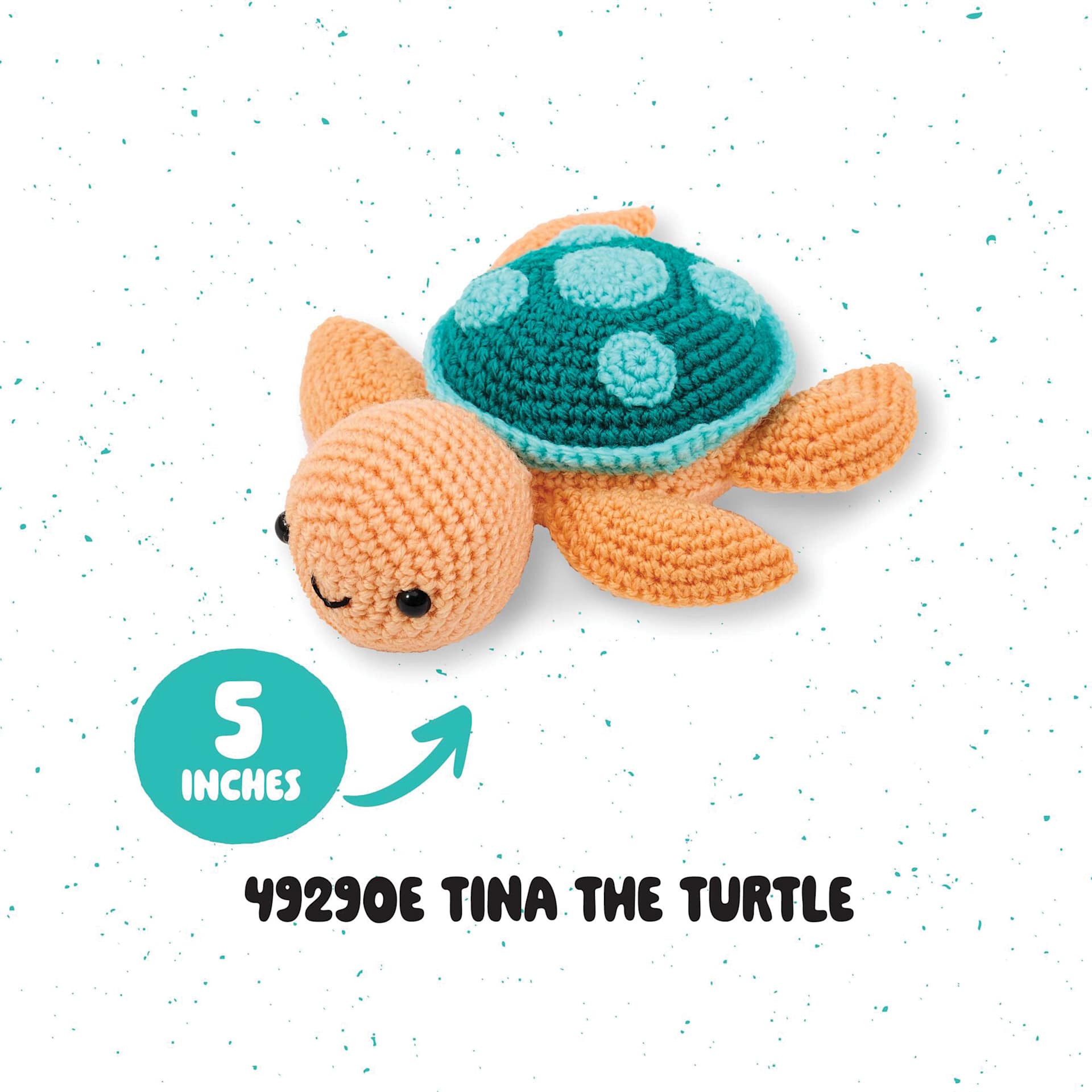 5 inches. 49290E Tina the Turtle.
