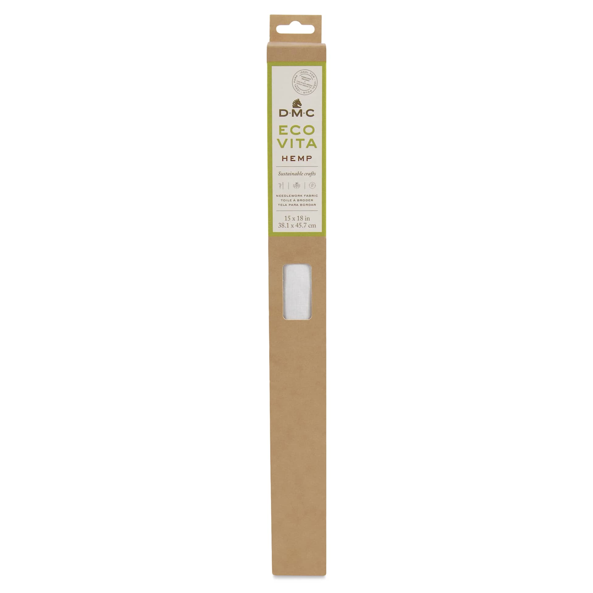 DMC Eco Vita Hemp Embroidery and Punch Needle Fabric - Oyster, 15" x 18" - front of packaging