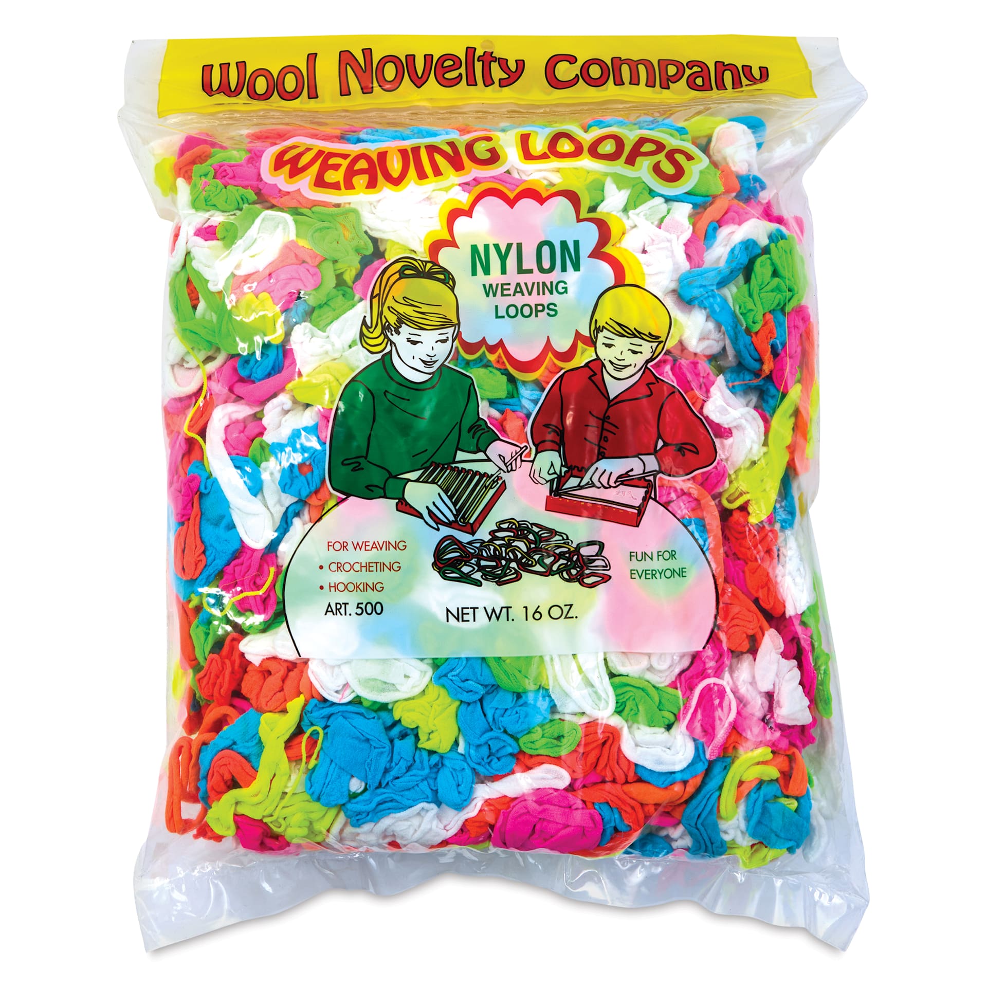 Wool Novelty Weaving Loops - Nylon, Neon Colors, 16 oz - front of packaging