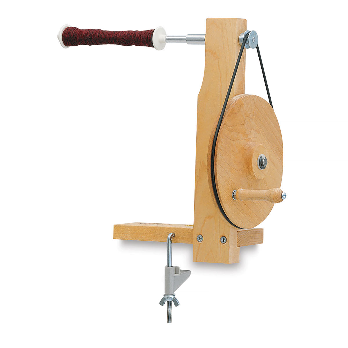 Bobbin Winder - Side view with some yarn on bobbin