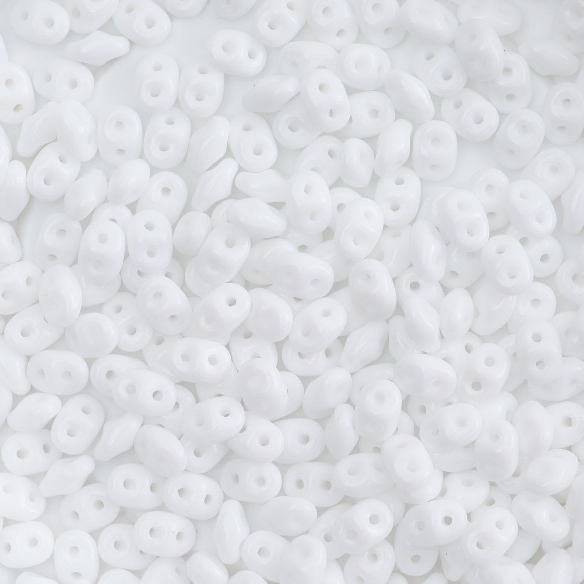 John Bead Czech Glass SuperDuo Two-Hole Beads - White, Glossy, 22 g vial