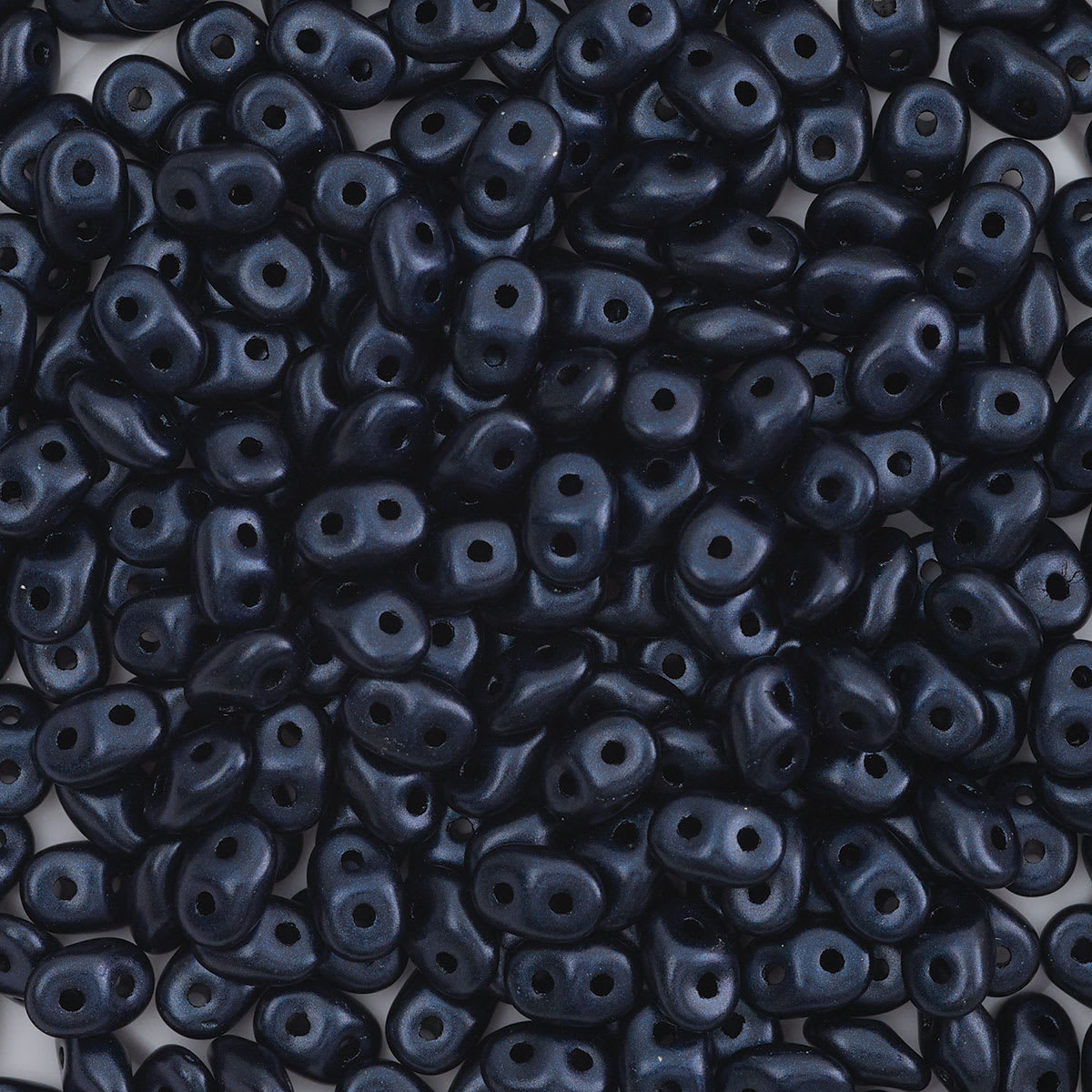 John Bead Czech Glass SuperDuo Two-Hole Beads - Dark Blue, Metallic Suede, 22 g vial